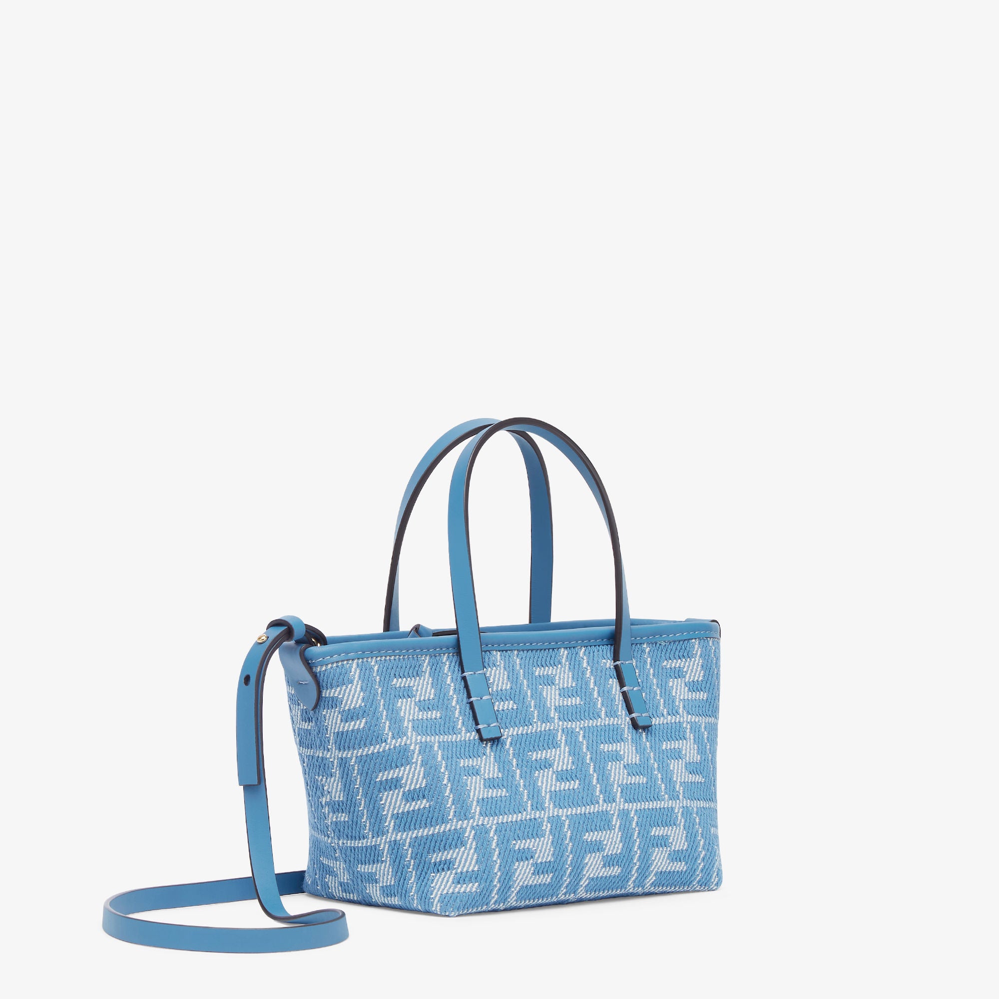 Roll Mini Blue denim-effect FF jacquard mini-bag
