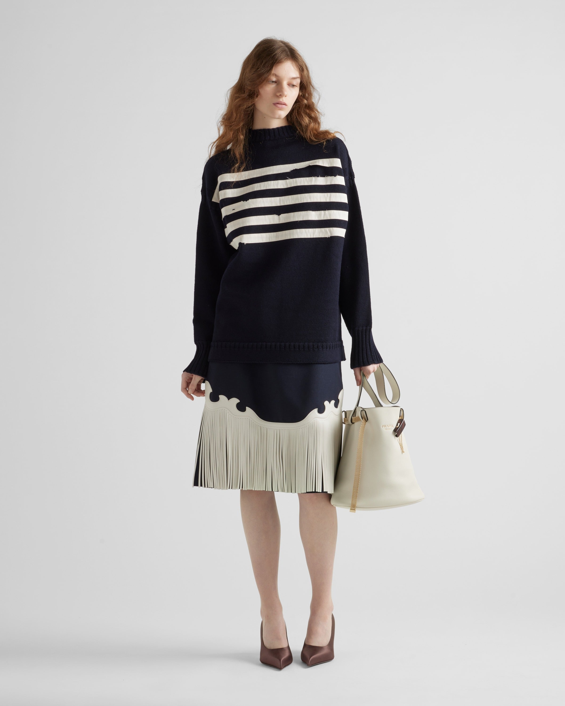 Oversized wool sweater Blue/White
