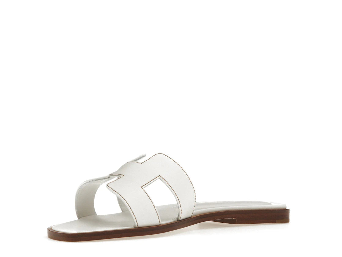 Hermes Oran Sandal Blanc Box Calfskin Leather