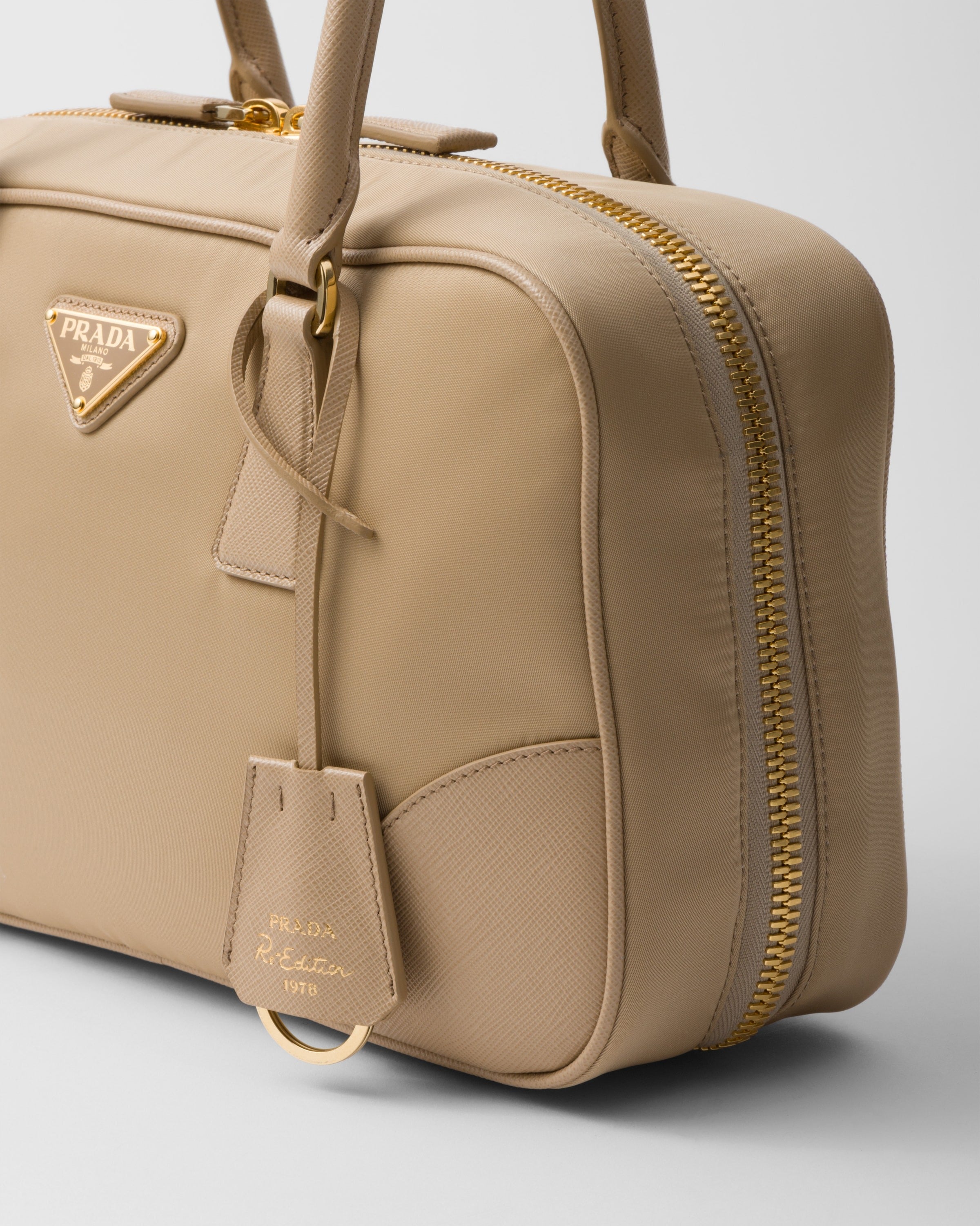 Prada Re-Edition 1978 medium Re-Nylon and Saffiano leather two-handle bag Camel Brown