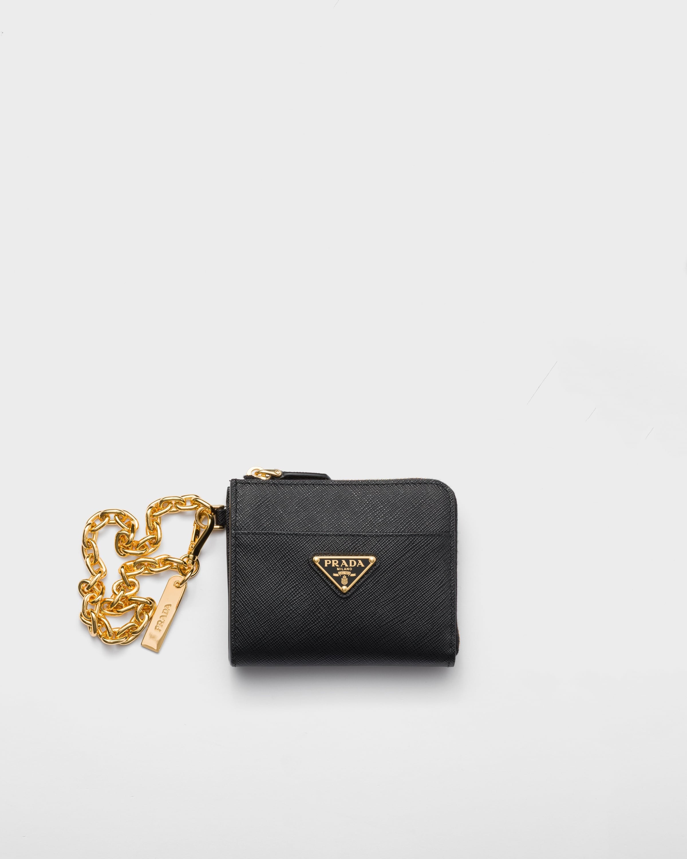 Small Saffiano leather zipper wallet Black