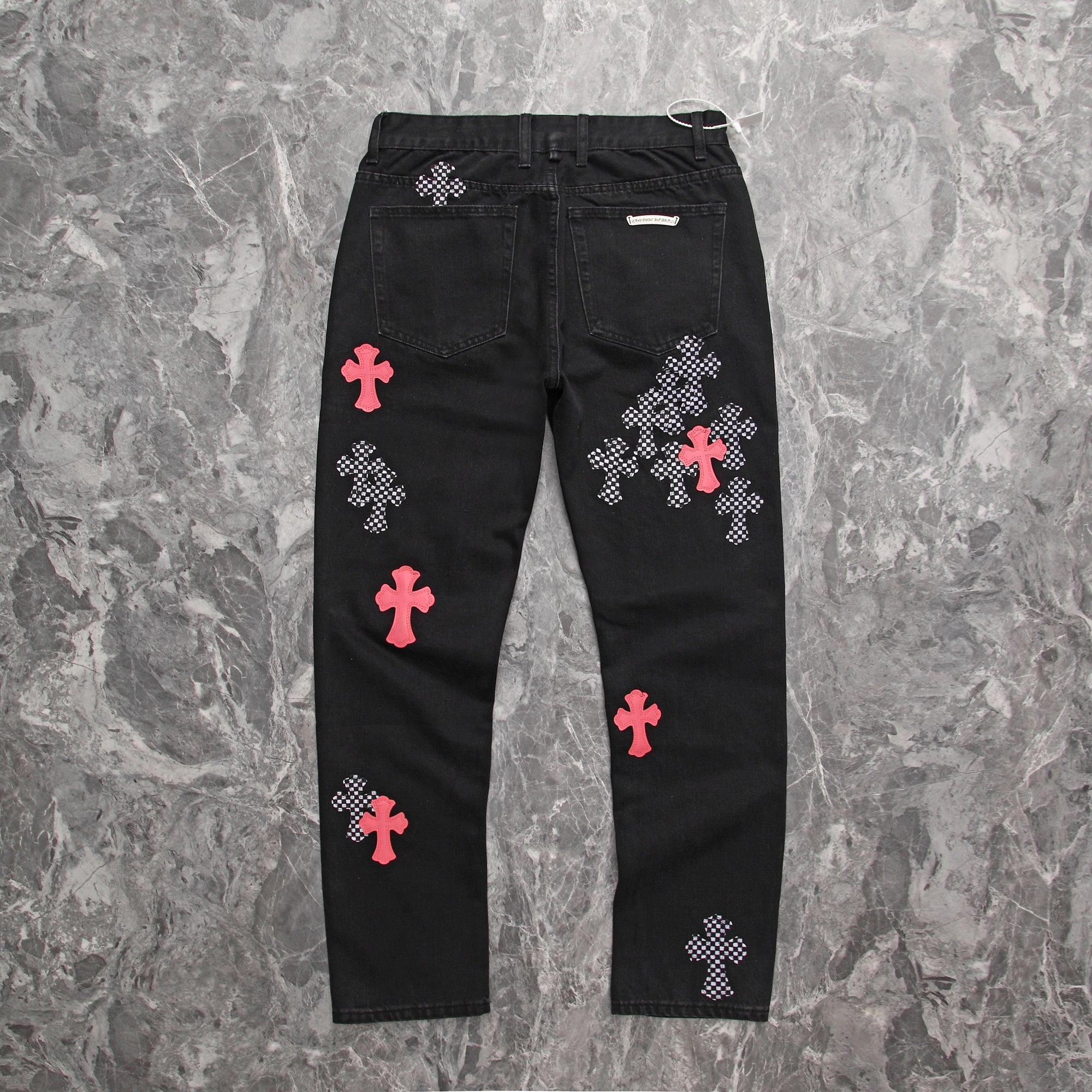 Chrome Hearts Horse Fur Leather Patchwork Jeans