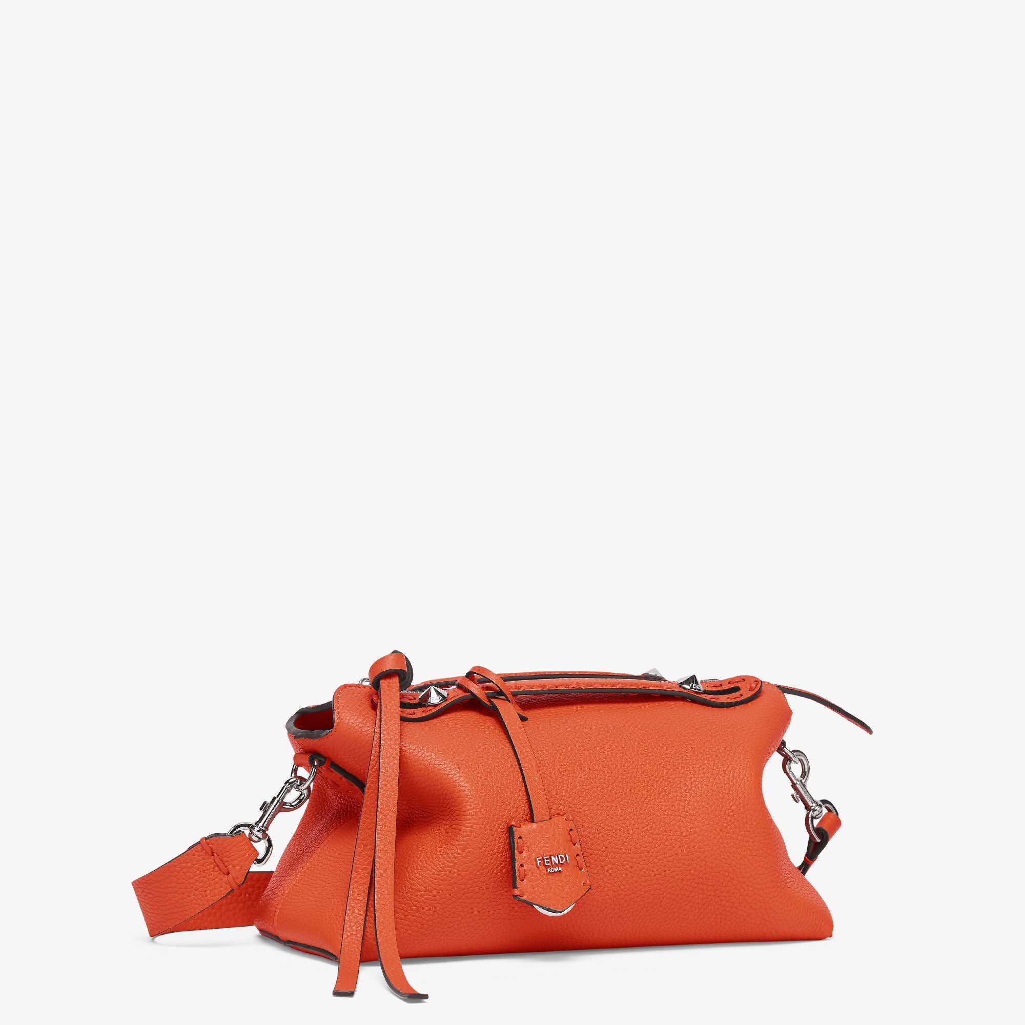 By The Way Selleria Medium Orange Selleria bag with 192 hand-sewn topstitches