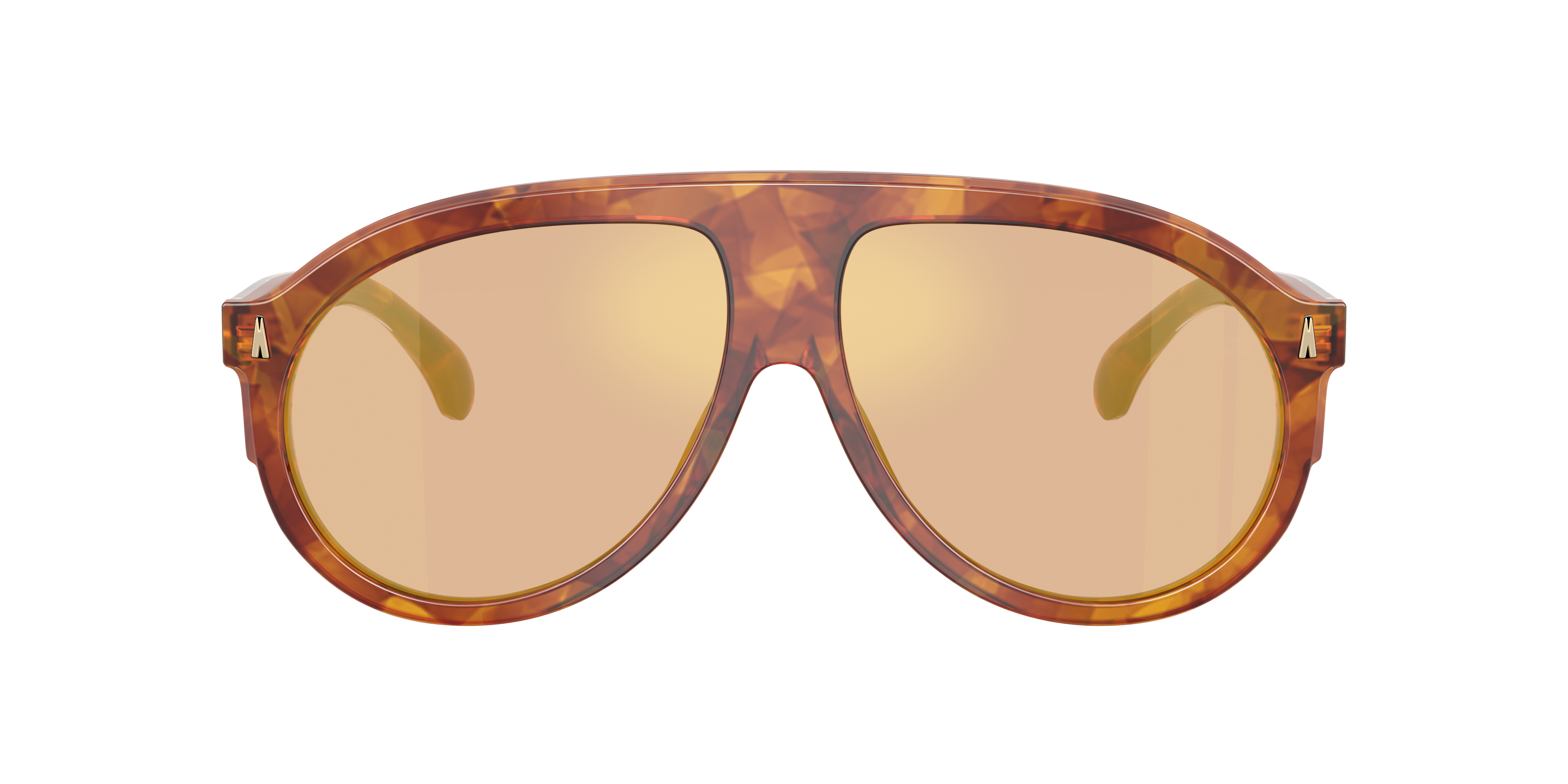 MONCLER ME6001 Fhaite Brown Tortoise - Unisex Sunglasses, Dark Orange Mirror Gold Lens