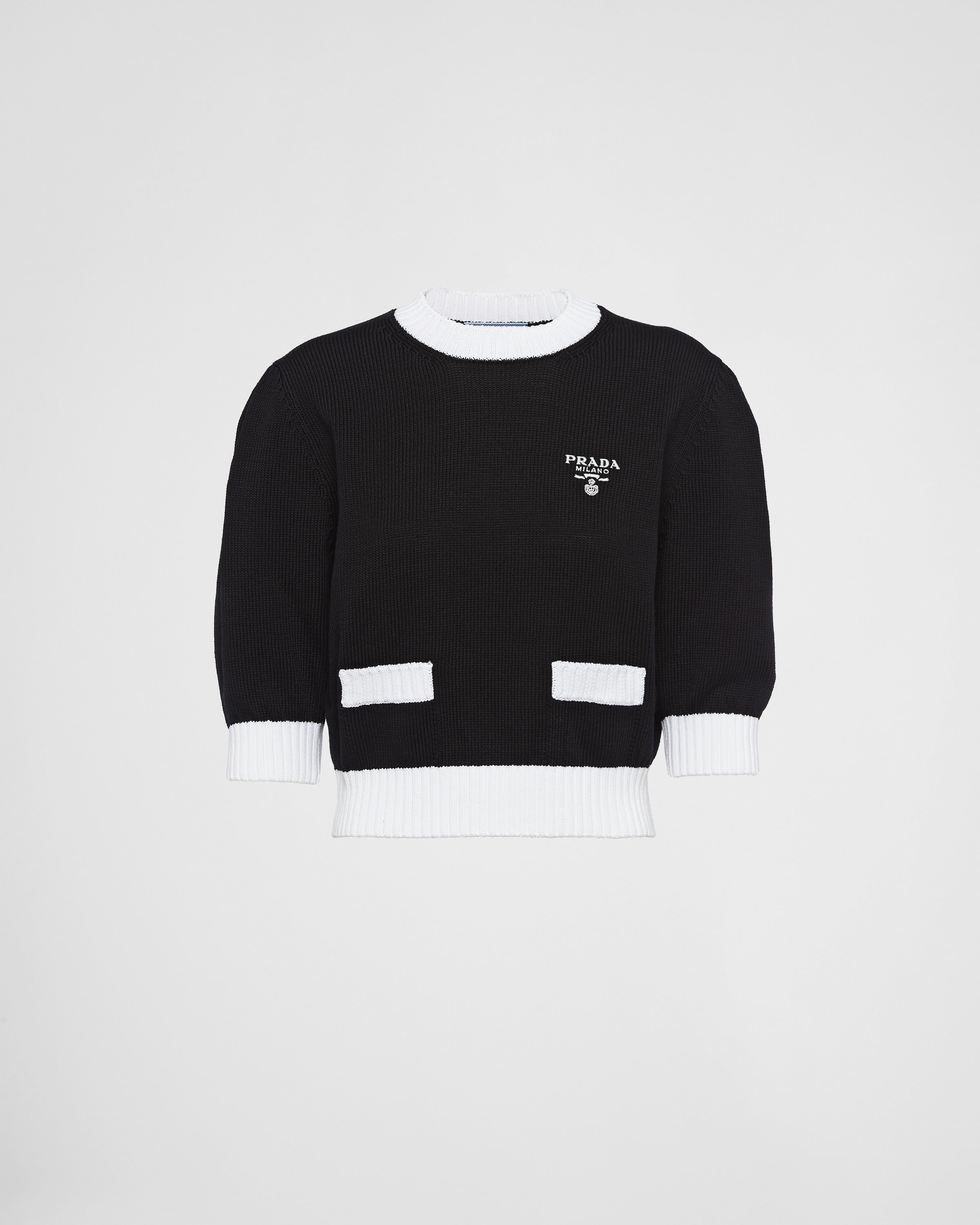 Cotton crew-neck sweater Black/White