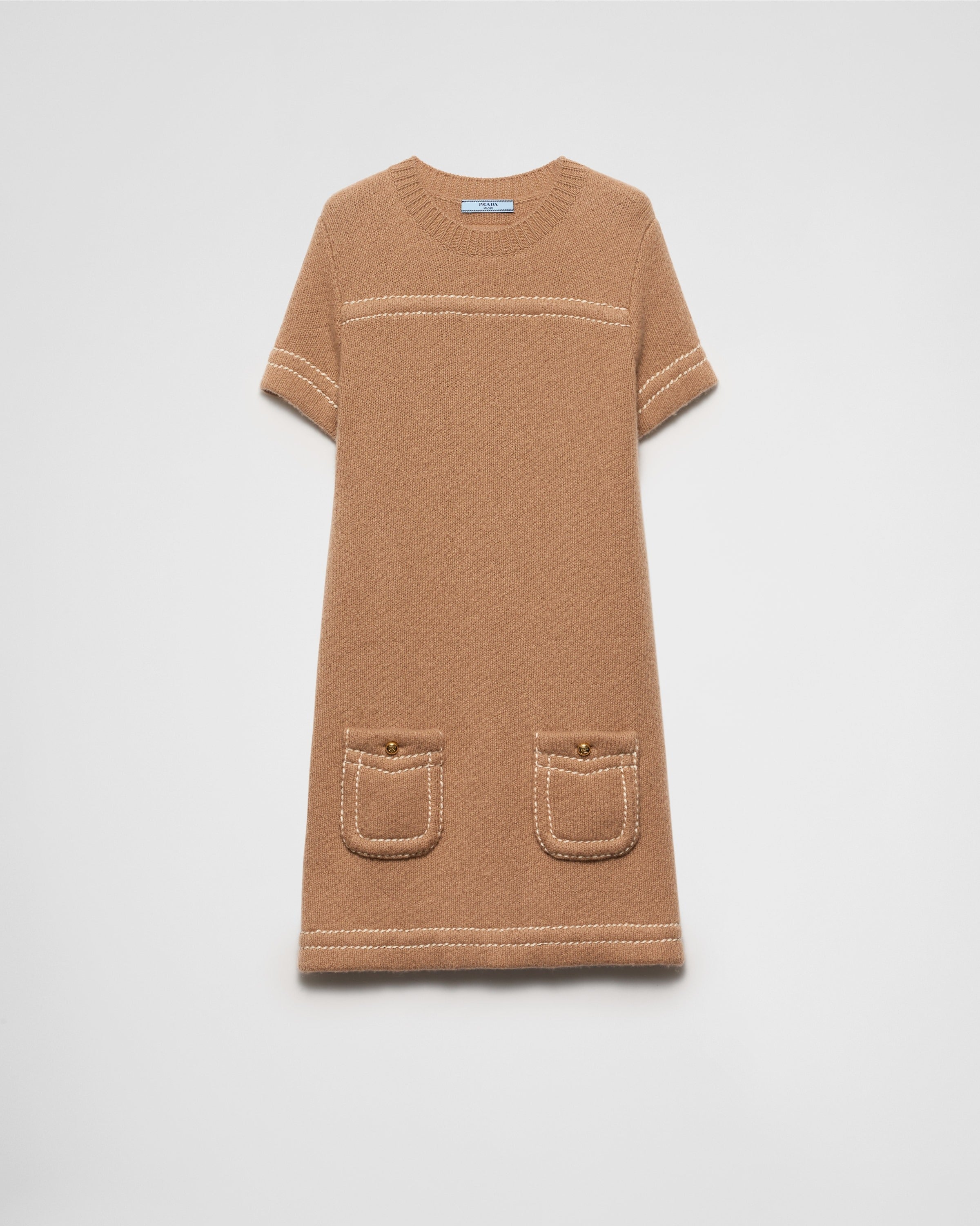 Cashmere mini-dress Camel Brown