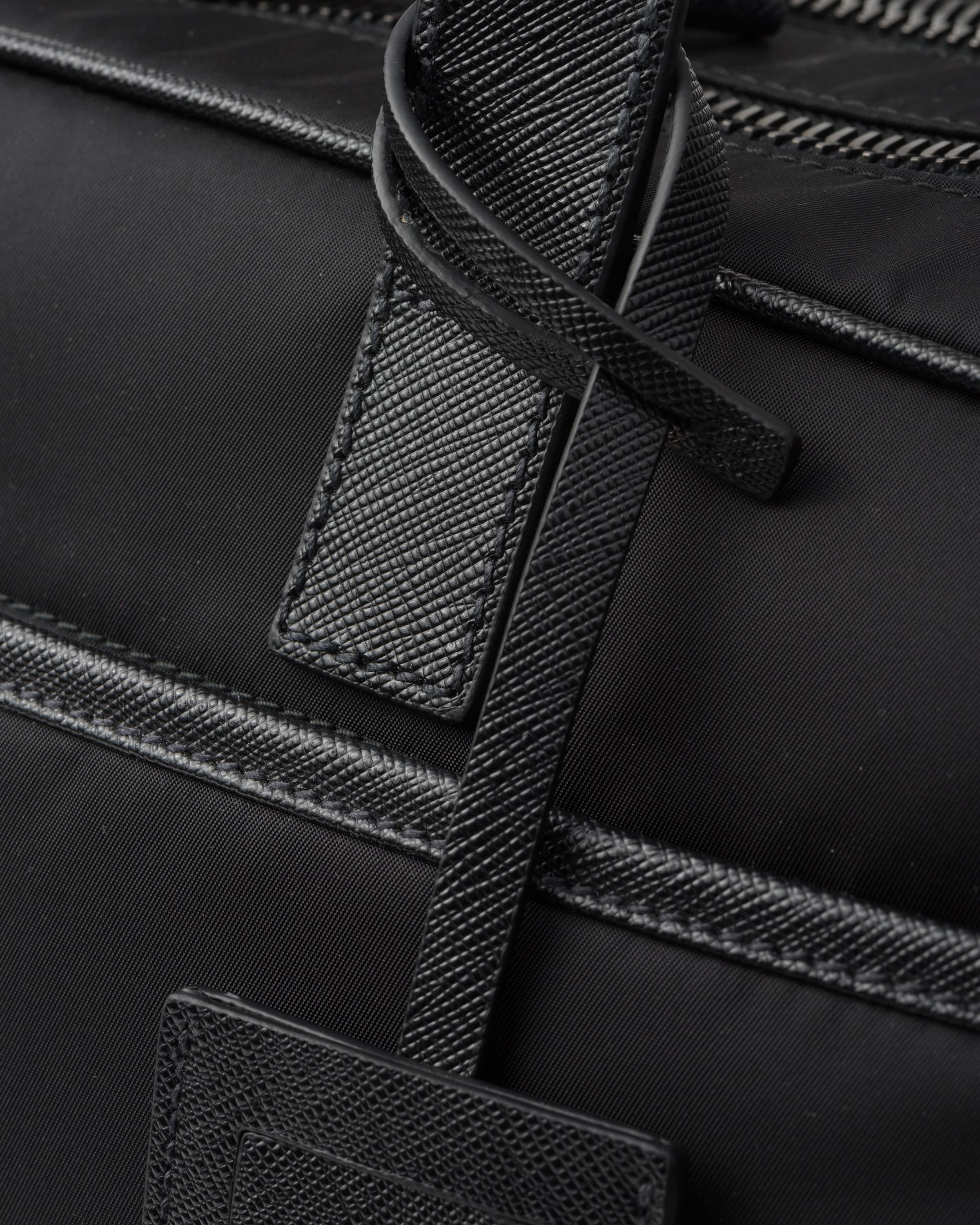 Re-Nylon and Saffiano leather briefcase Black