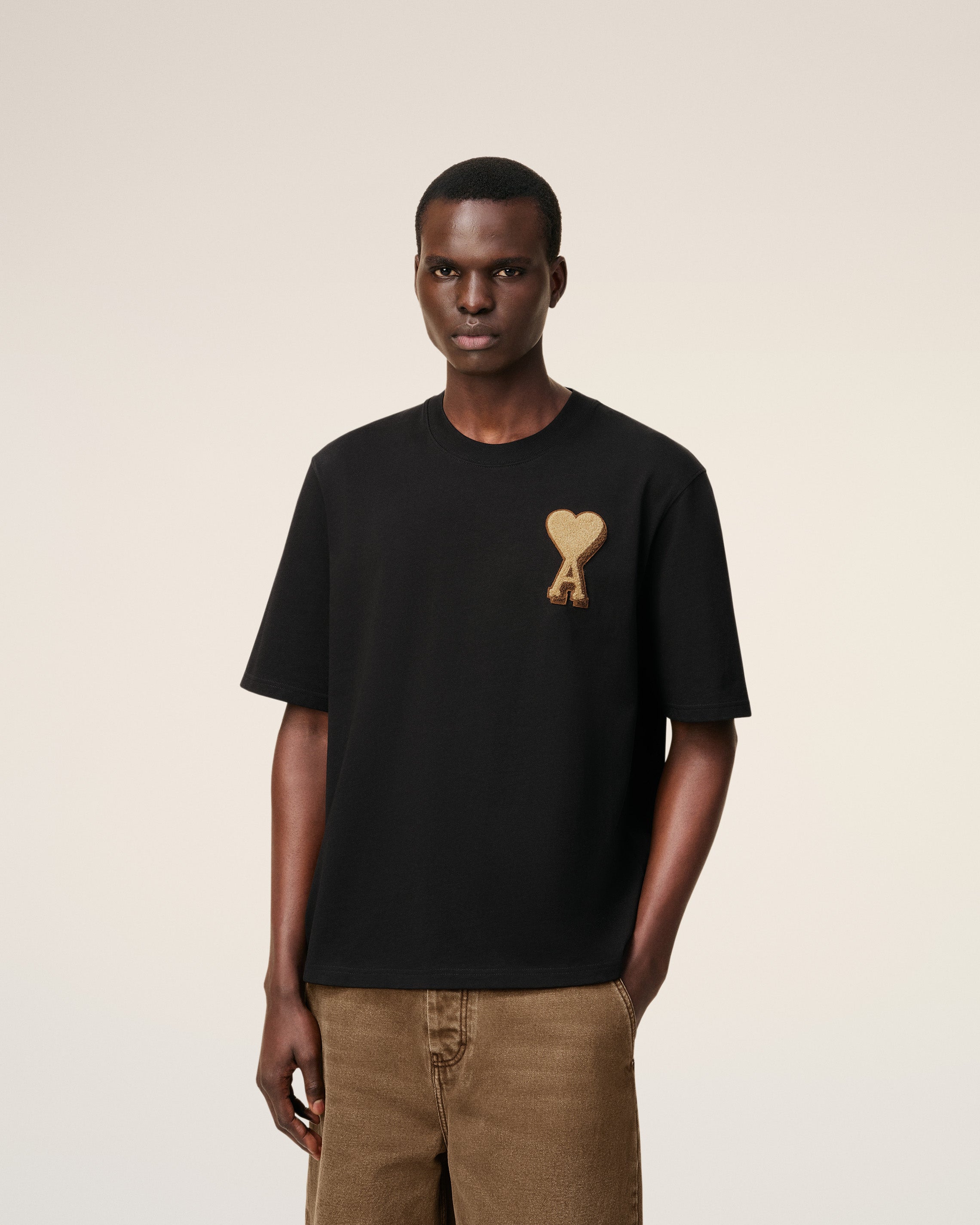 Black Cotton Ami De Coeur T-shirt BLACK