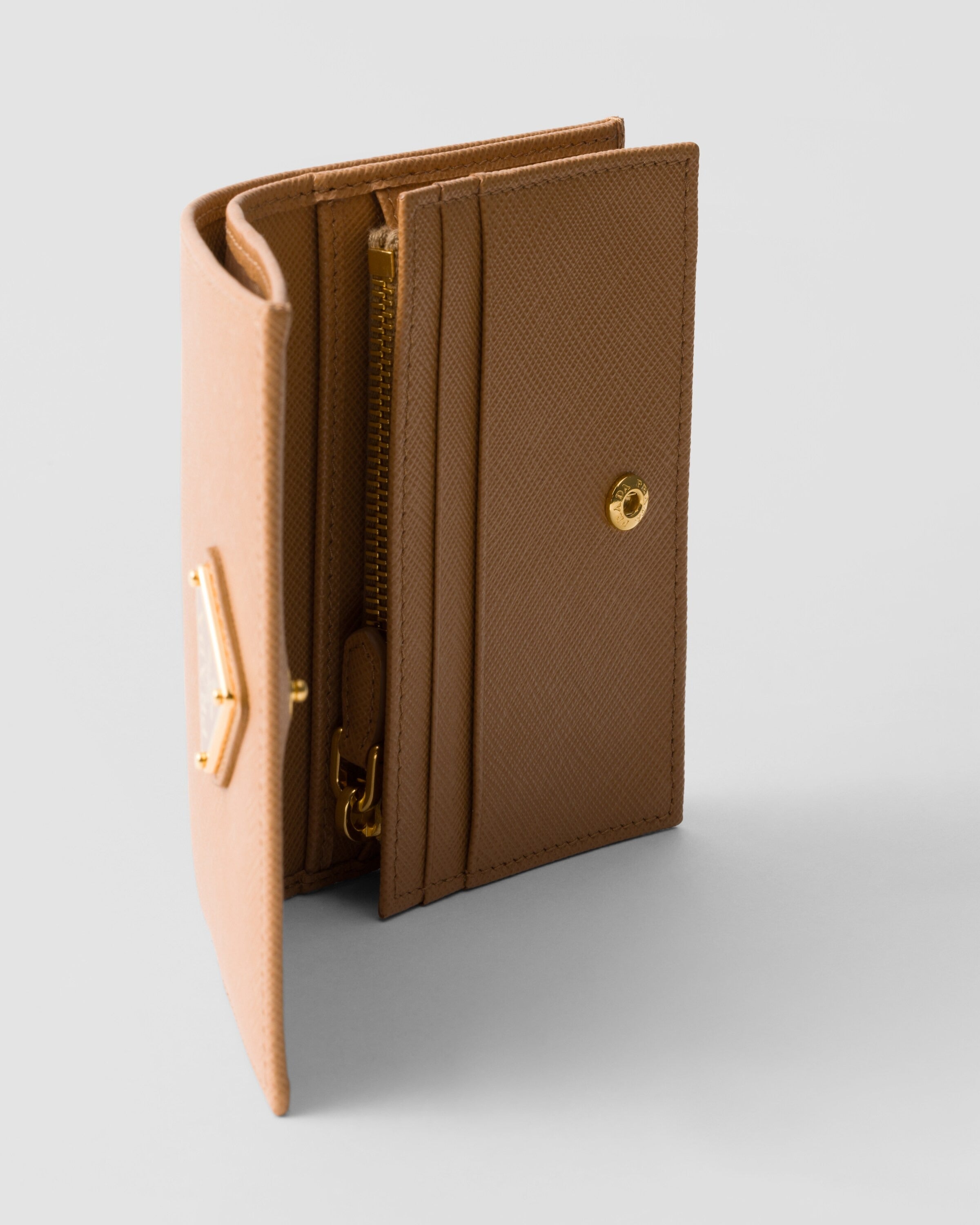 Small Saffiano Leather Wallet Natural