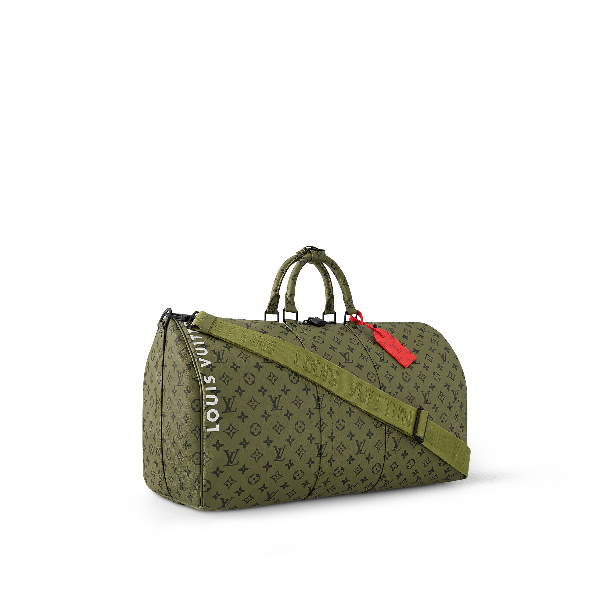 Keepall Bandoulière 55 Khaki Green/Vermillion Red