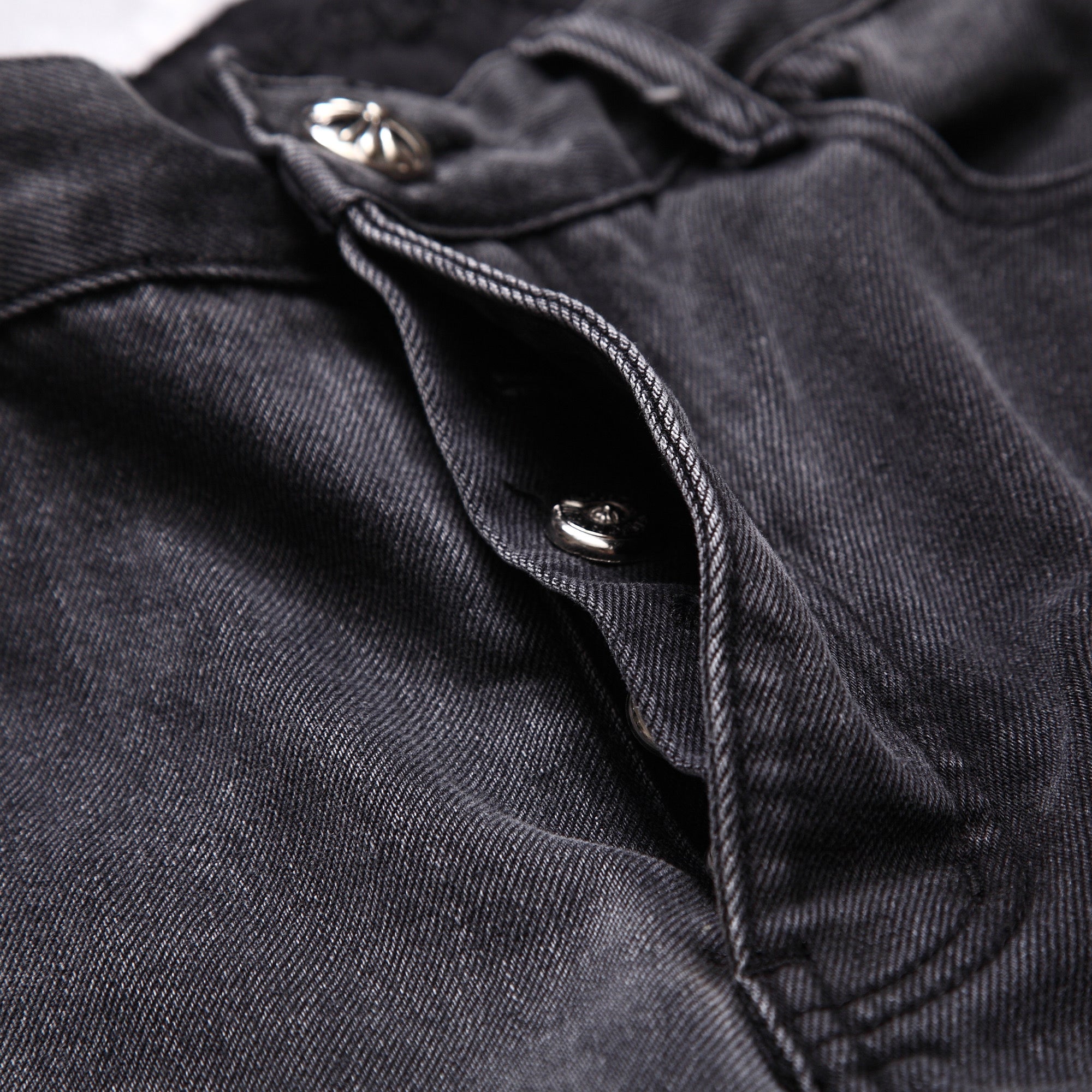 Chrome Hearts Red Black Cross Leather Patchwork Jeans