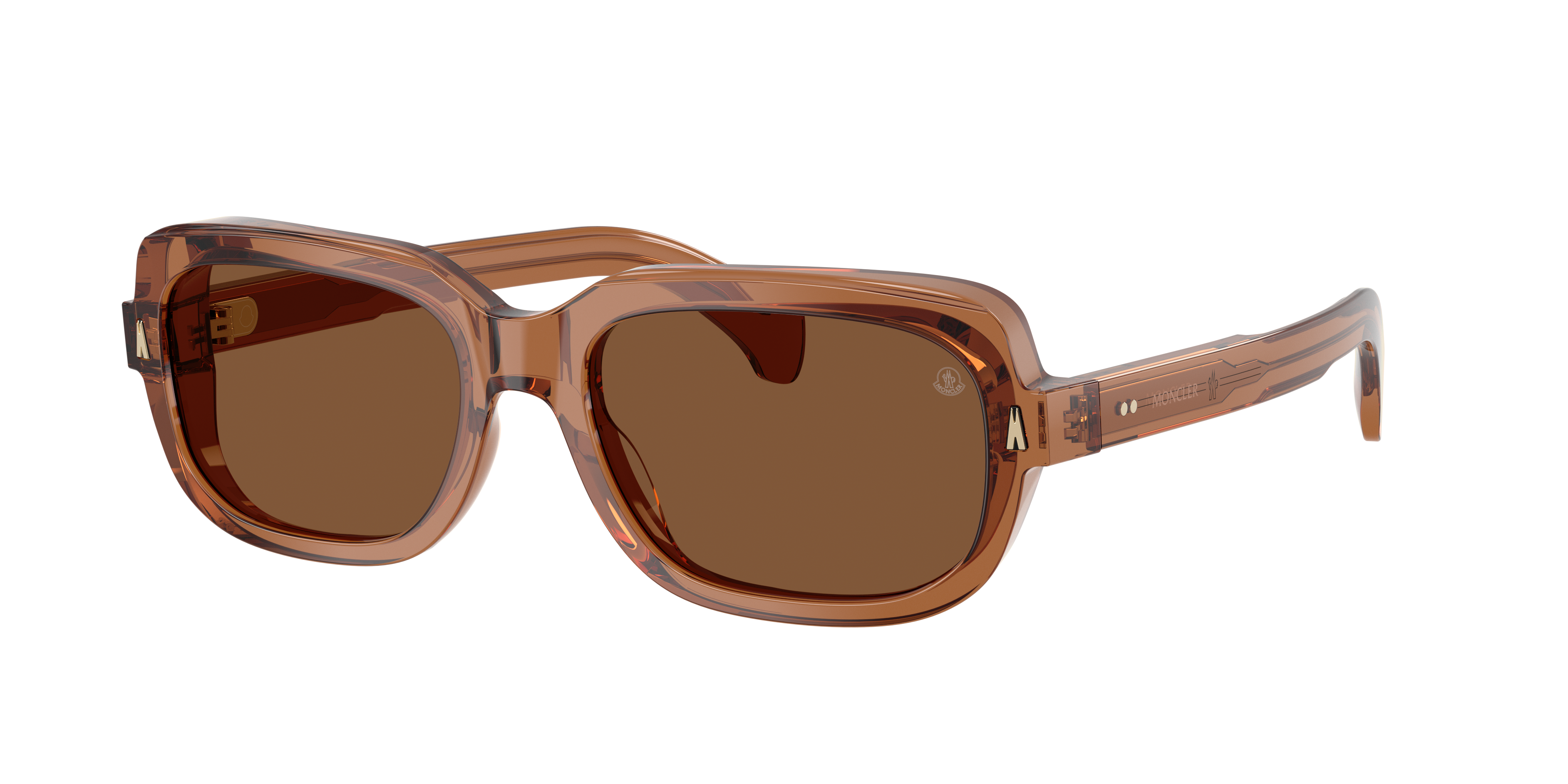 MONCLER ME6008 SUNTRAP Transparent Shiny Cognac - Unisex Sunglasses, Polarized Brown Solid Lens