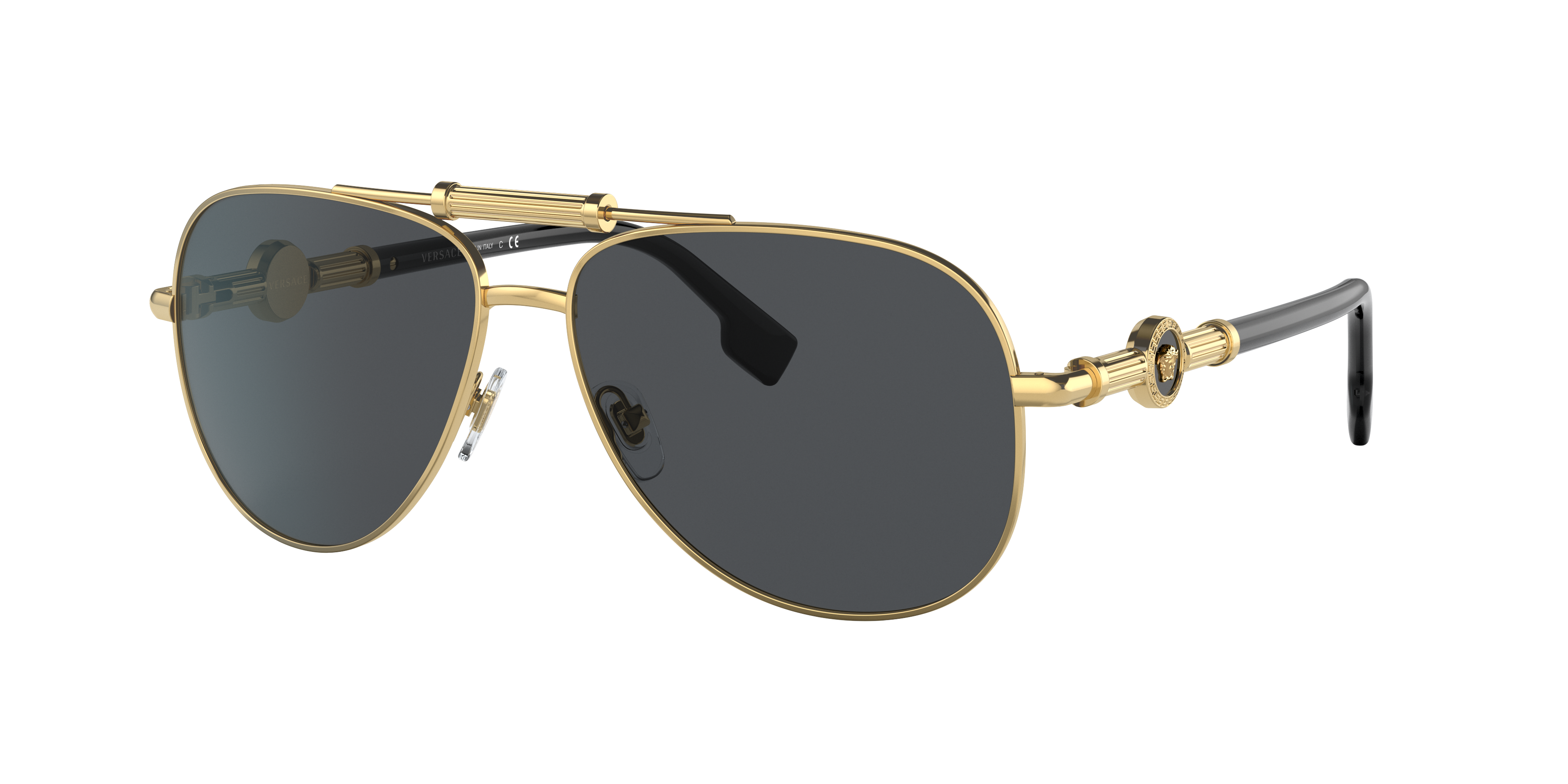 VERSACE VE2236 Gold - Unisex Luxury Sunglasses, Dark Grey Lens