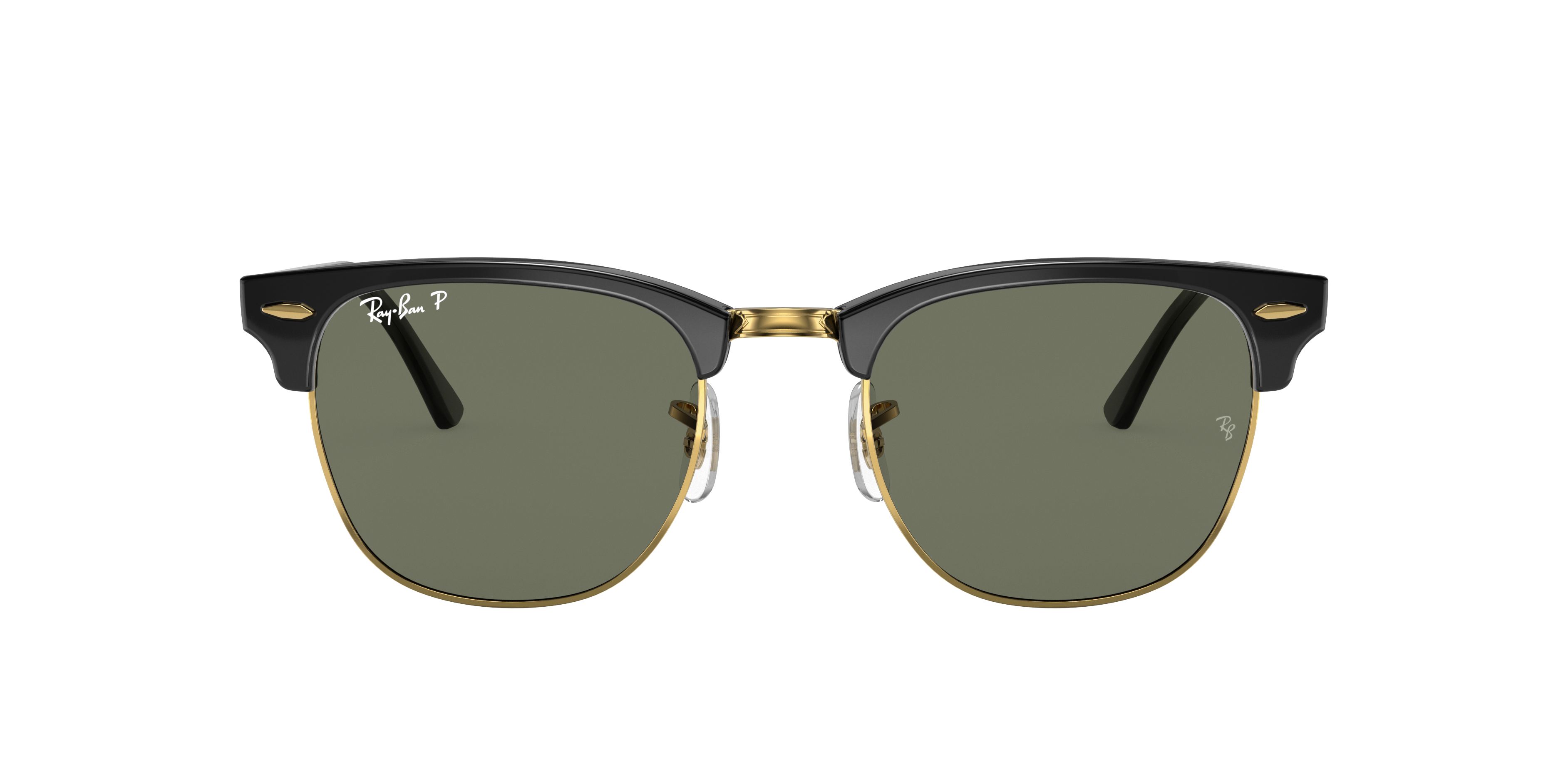 RAY-BAN RB3016 Clubmaster Classic Black On Gold - Sunglasses, G-15 Green Lens