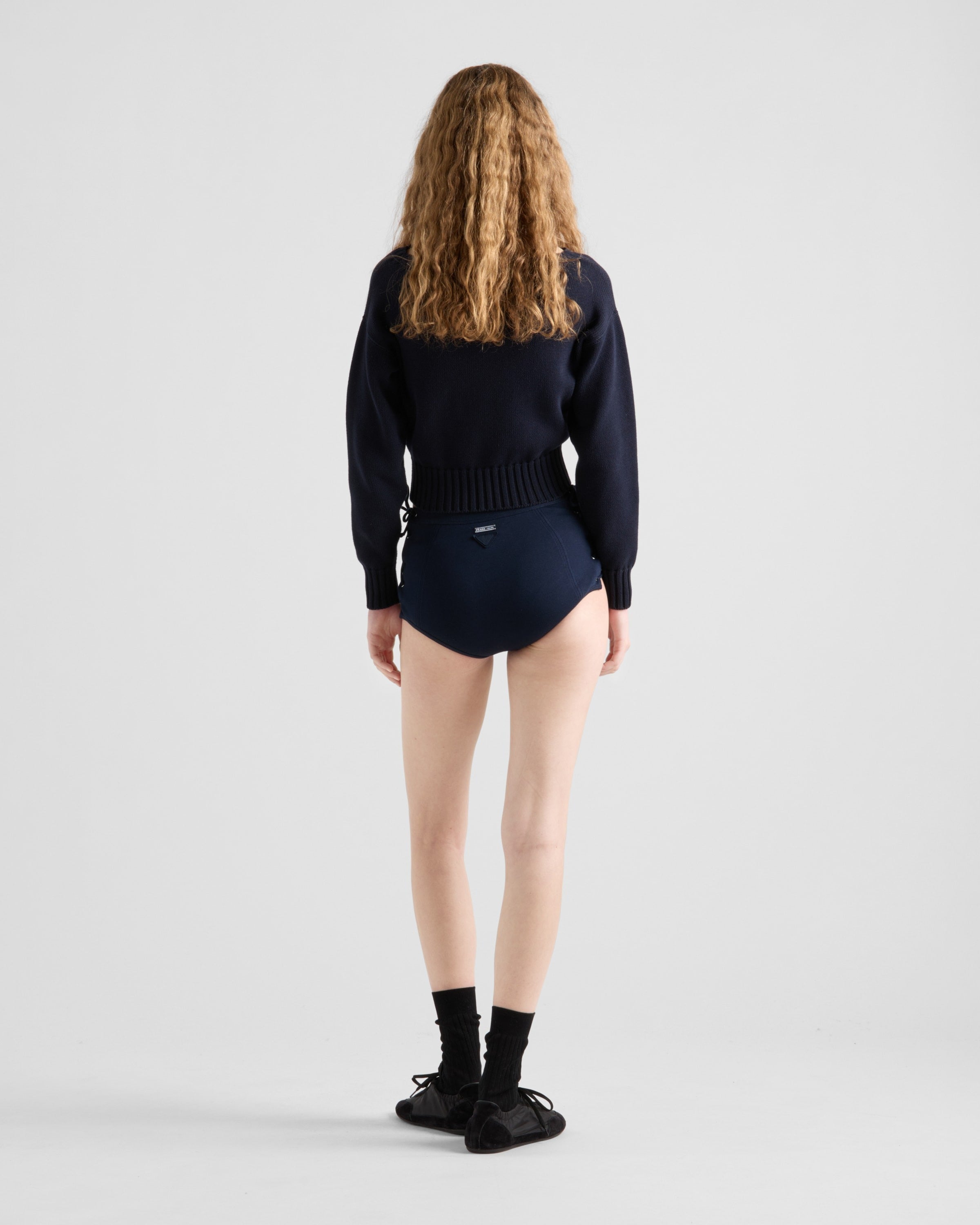Cotton boat neck sweater Navy