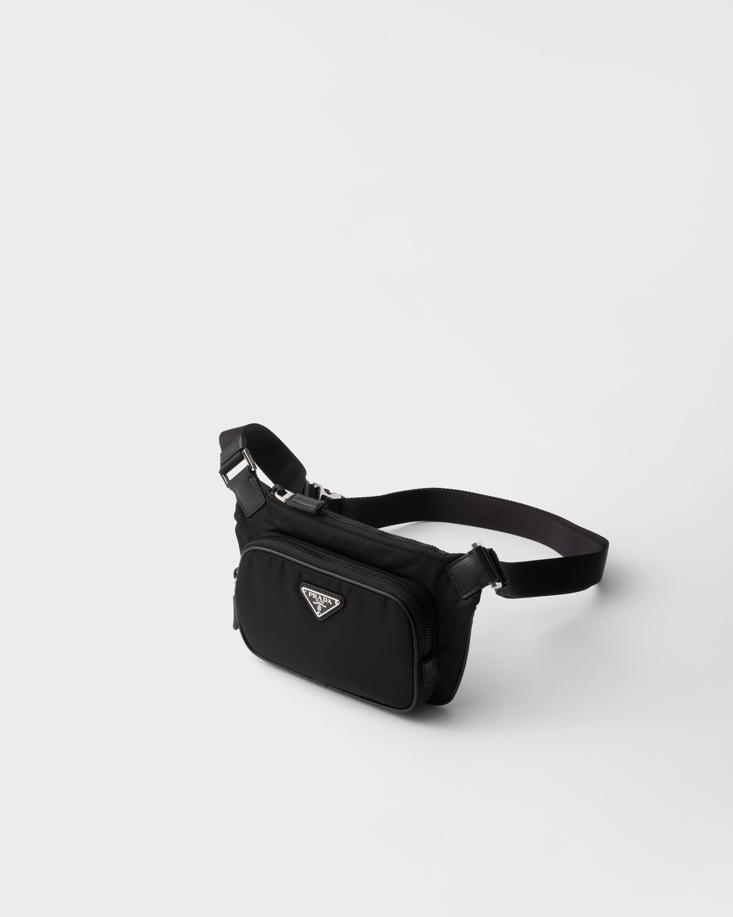 Re-Nylon and Saffiano leather shoulder bag Black