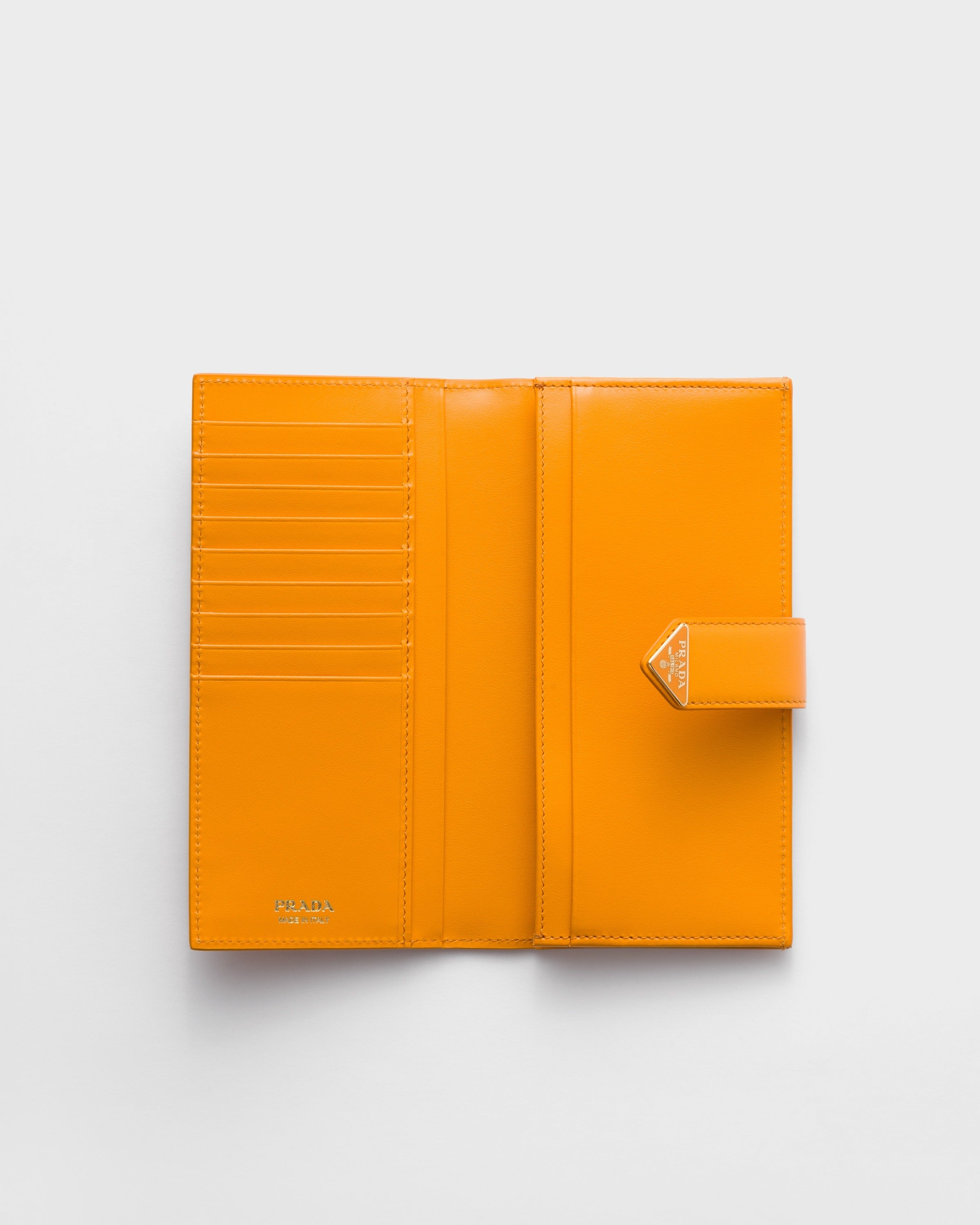 Large Saffiano and smooth leather wallet Amber