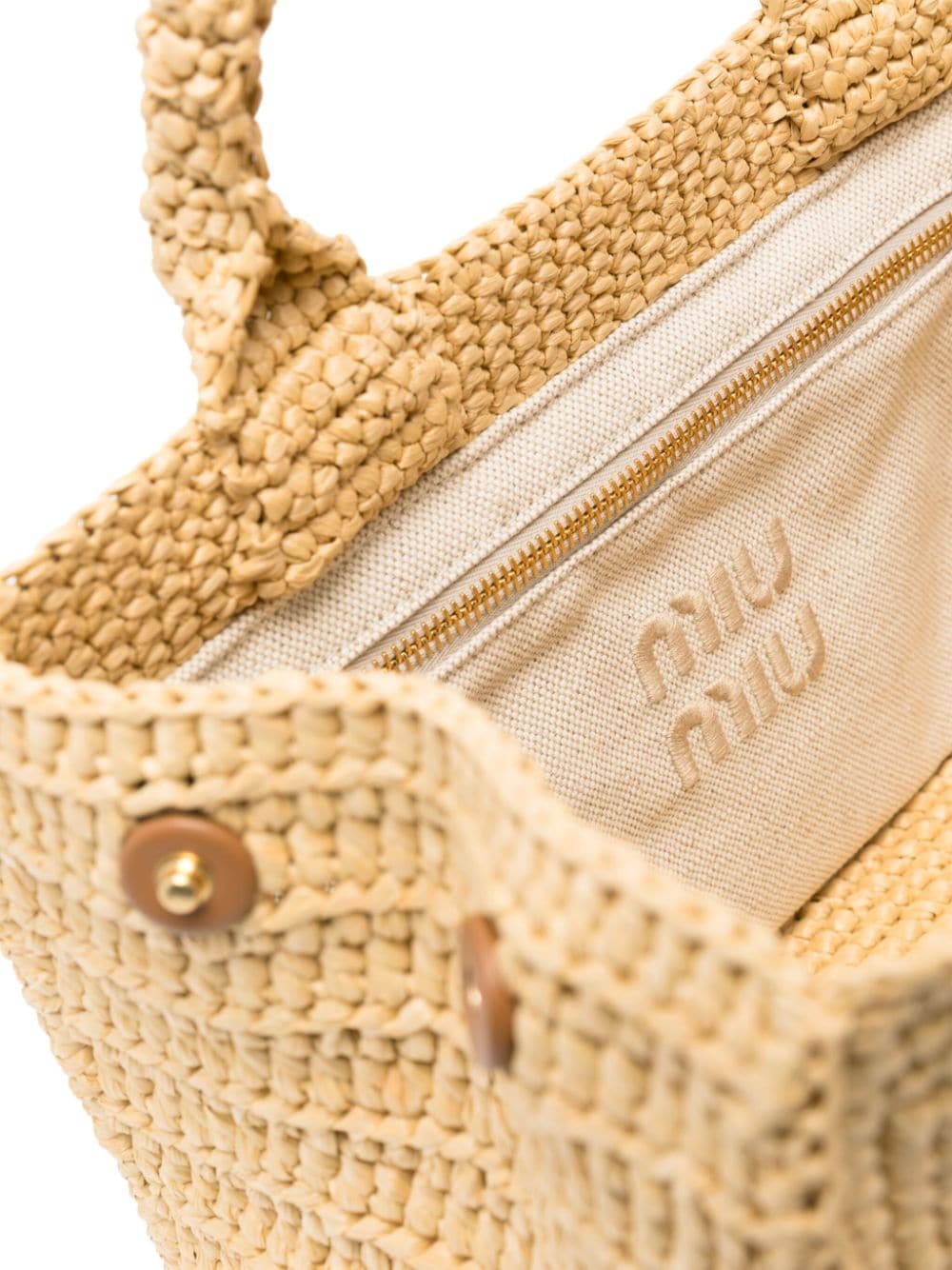 Miu Miu logo-embroidered Raffia Tote Bag