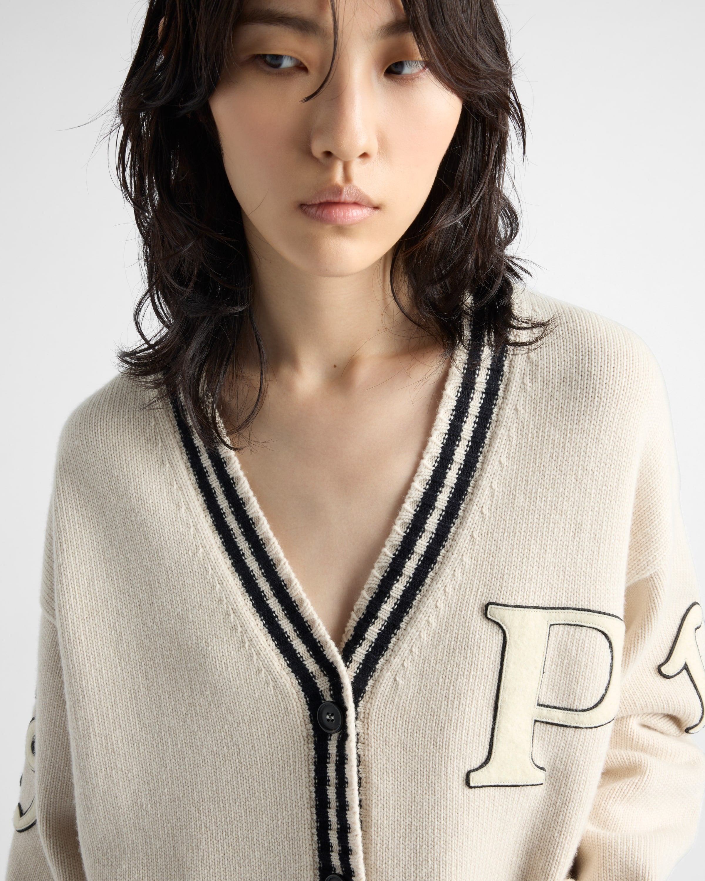 Wool and cashmere cardigan Ivory