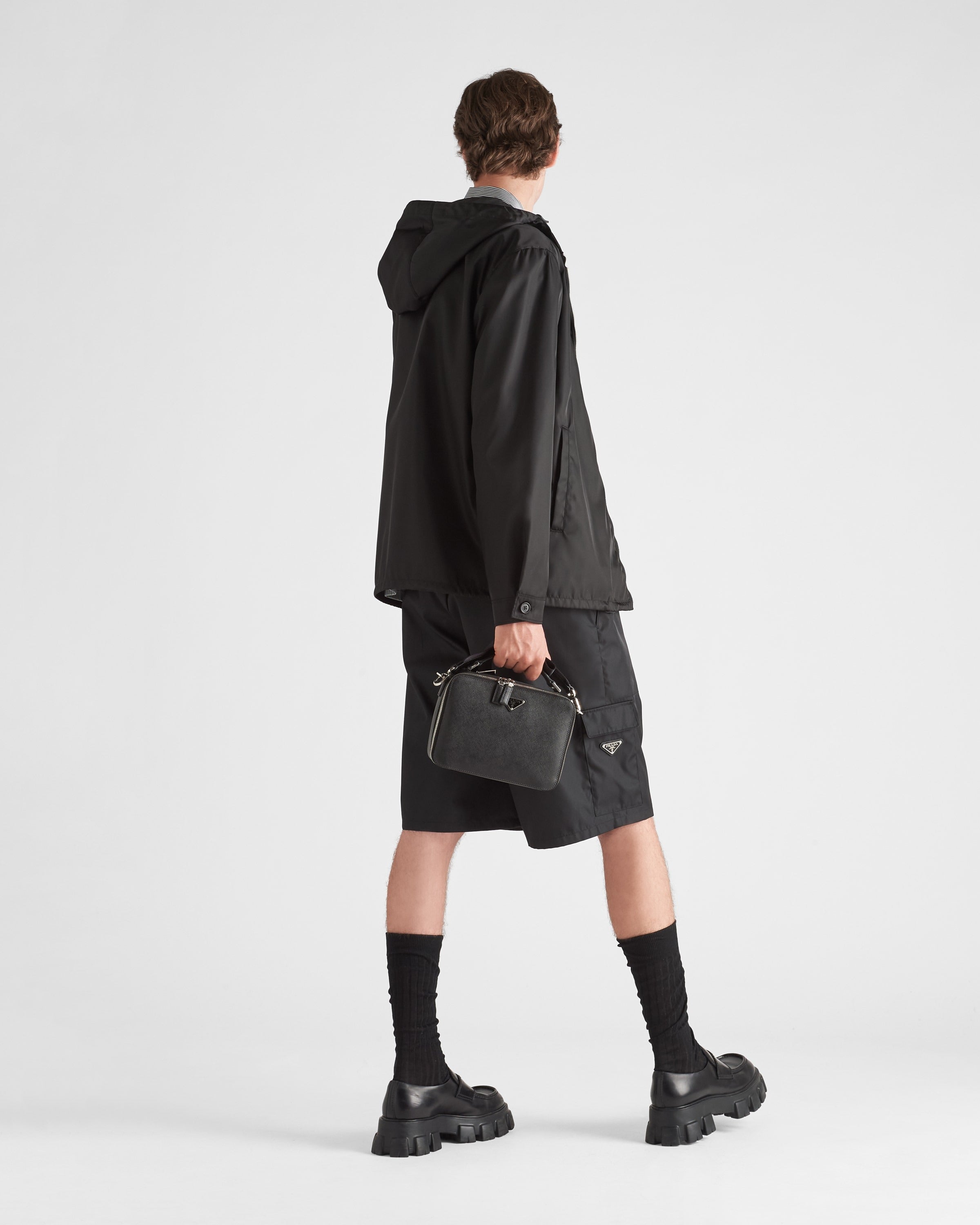 Re-Nylon hooded blouson jacket Black