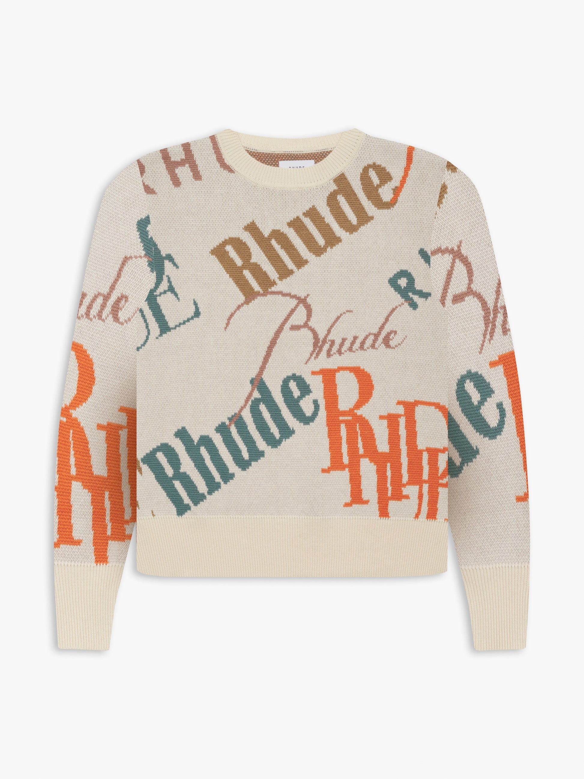 JACQUARD LOGO KNIT CREWNECK - IVORY & MULTI