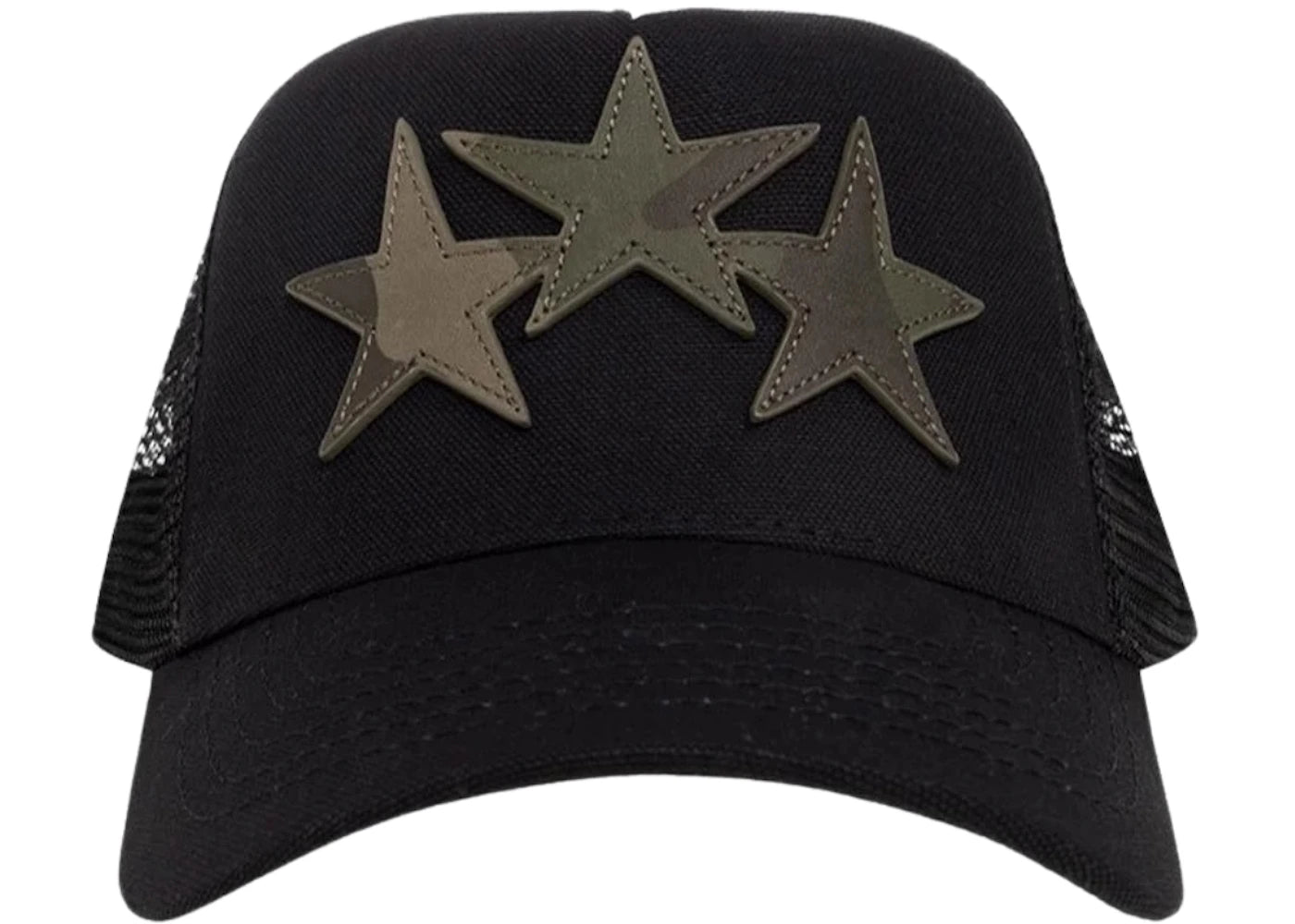 AMIRI Three Camo Star Trucker Hat Black