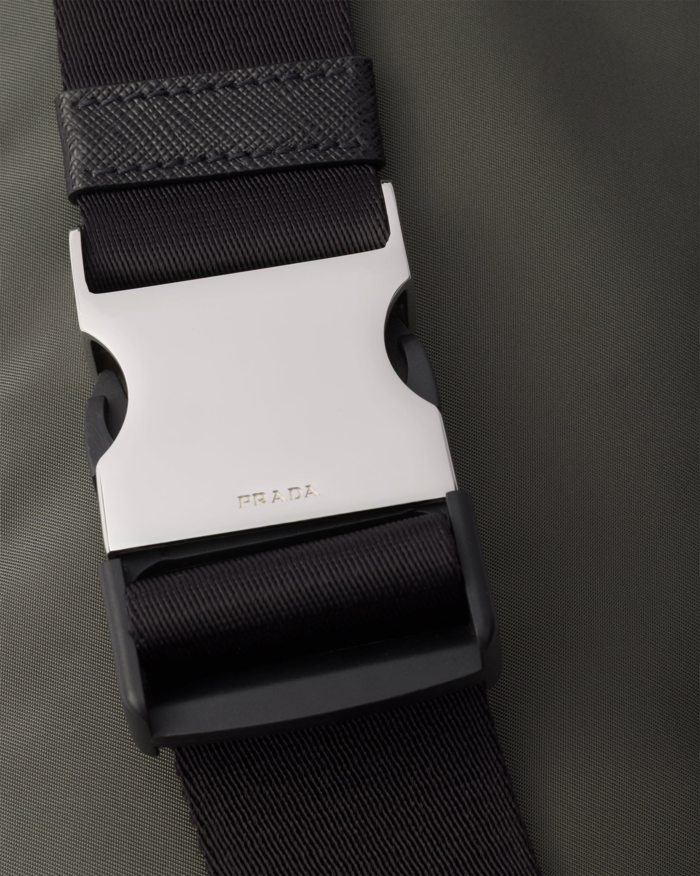 Re-Nylon and Saffiano leather belt bag Forest Green