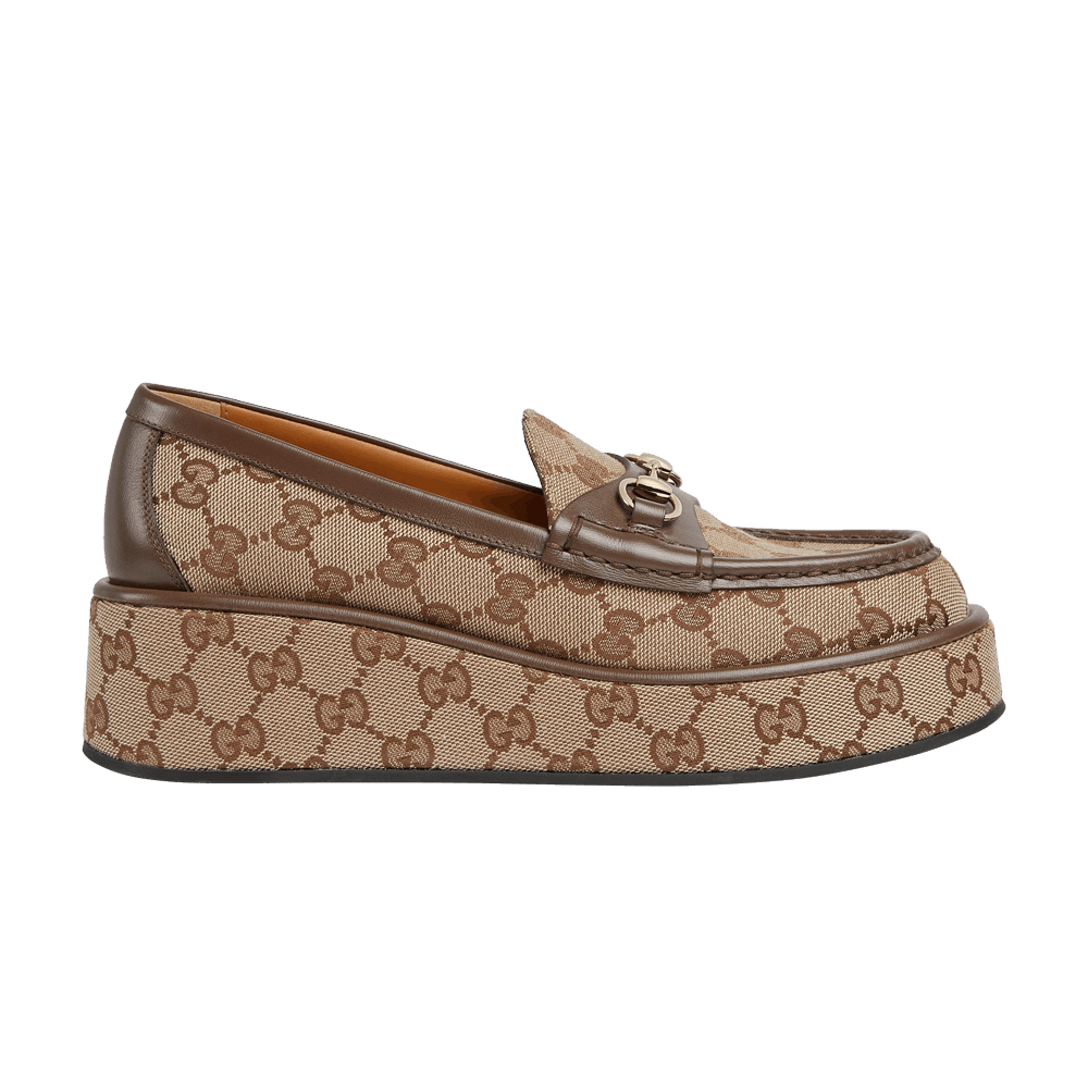 Gucci Wmns Horsebit Wedge Loafer 'GG Supreme - Beige'