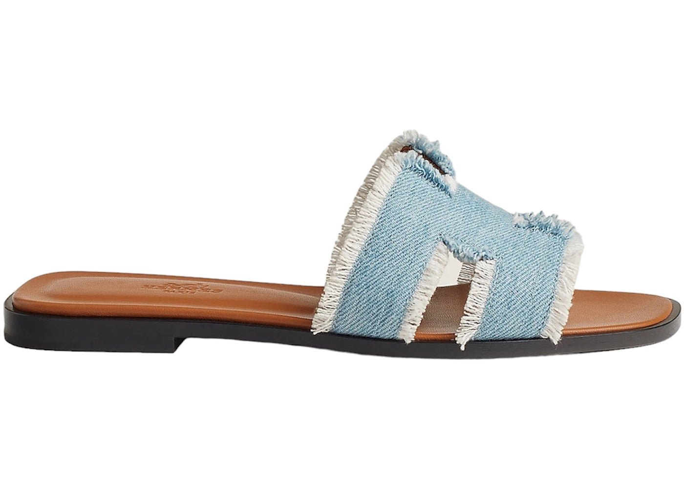 Hermes Oran Sandal Bleu Clair Fringed Denim (Women's)