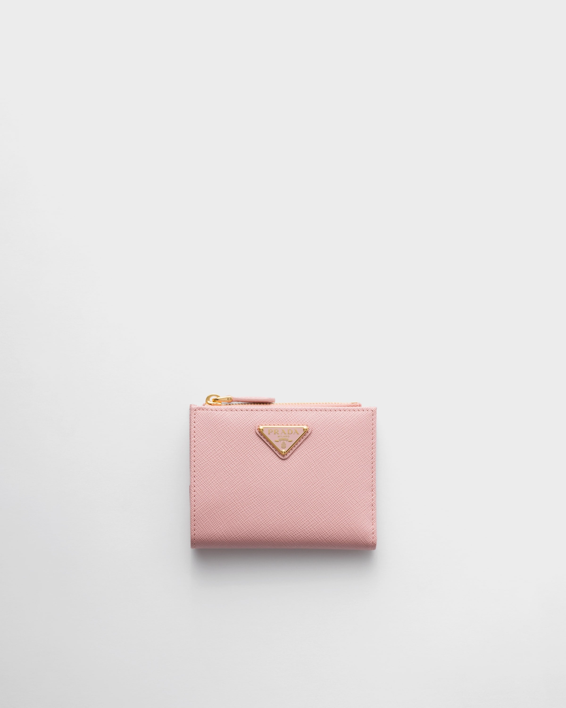 Small Saffiano leather wallet Peach