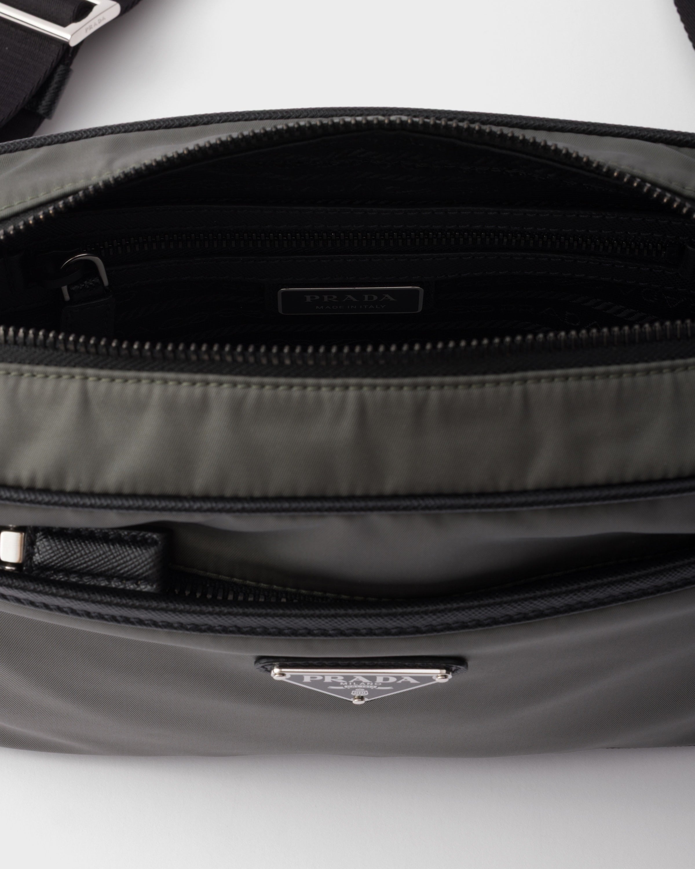 Re-Nylon and Saffiano shoulder bag Forest Green
