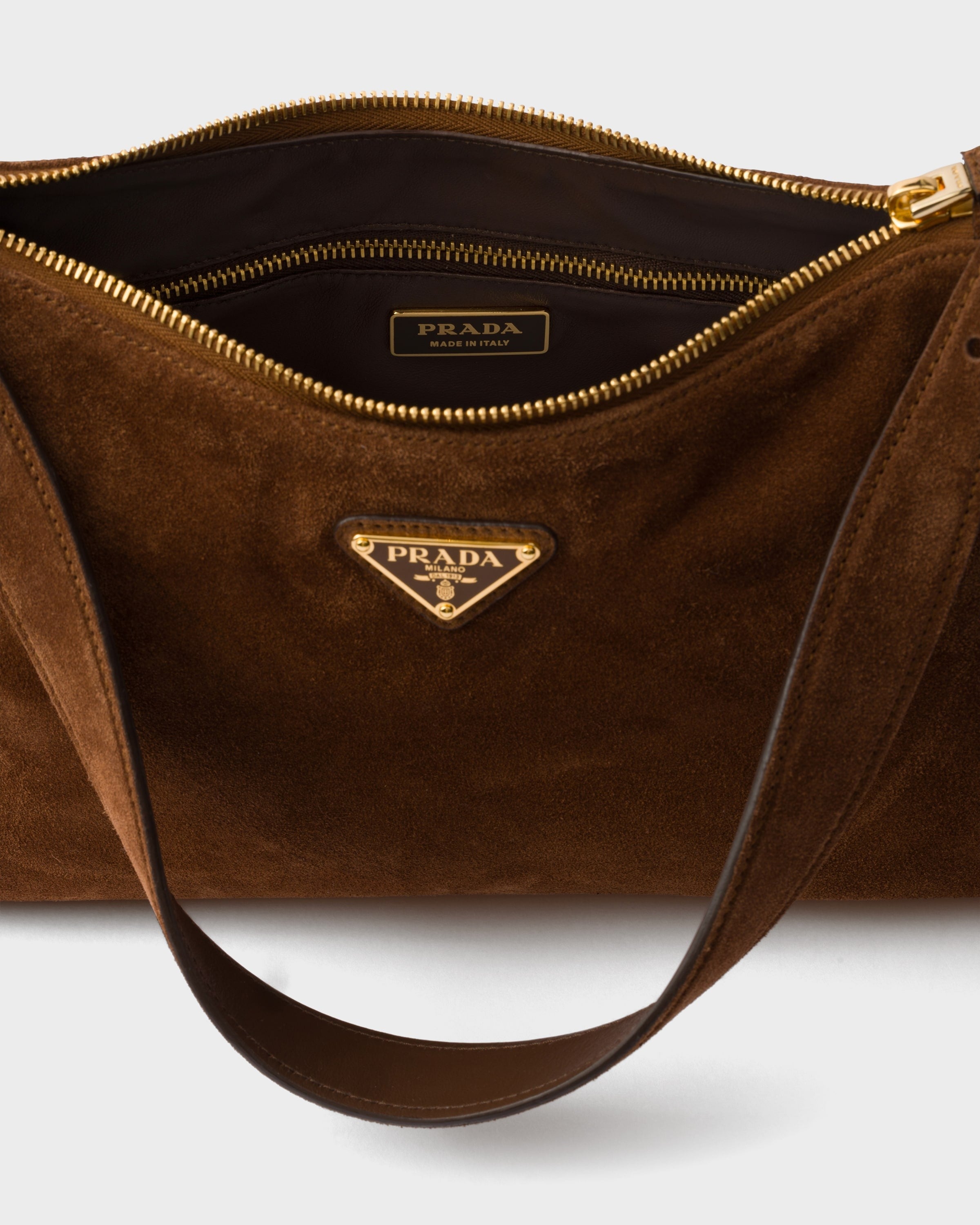 Prada Aimée medium suede shoulder bag Cocoa Brown