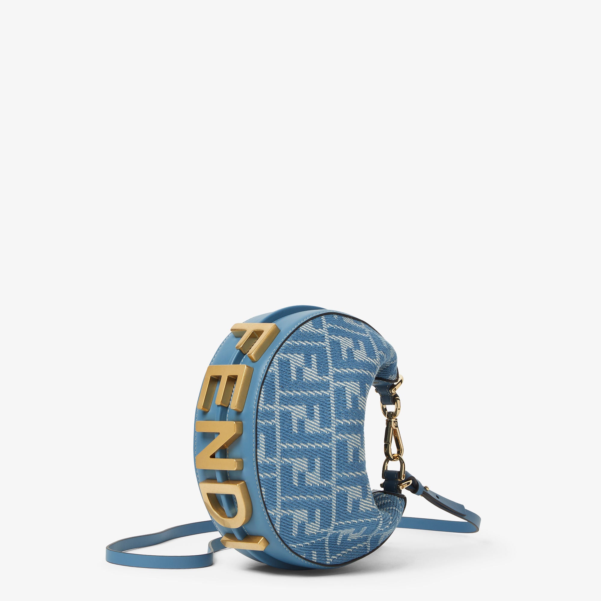 Fendigraphy Mini Blue denim-effect FF jacquard mini-bag