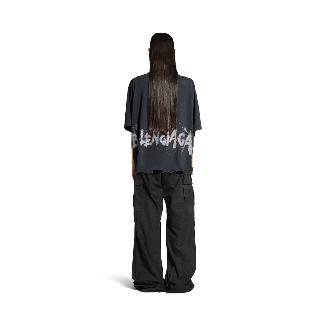 Balenciaga Nail Polish Cropped T-shirt in Faded Black