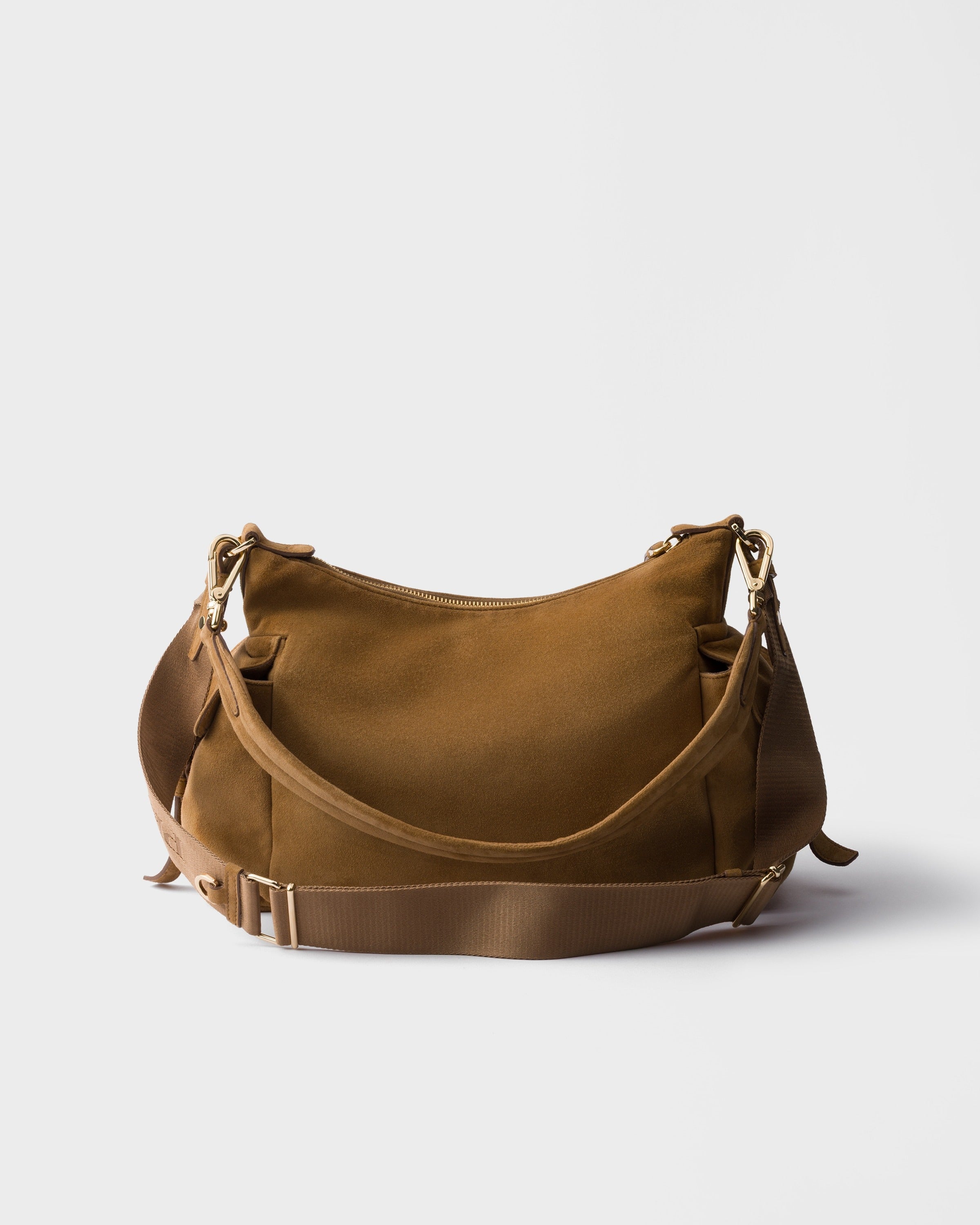 Large Prada Explore suede bag Cinnamon