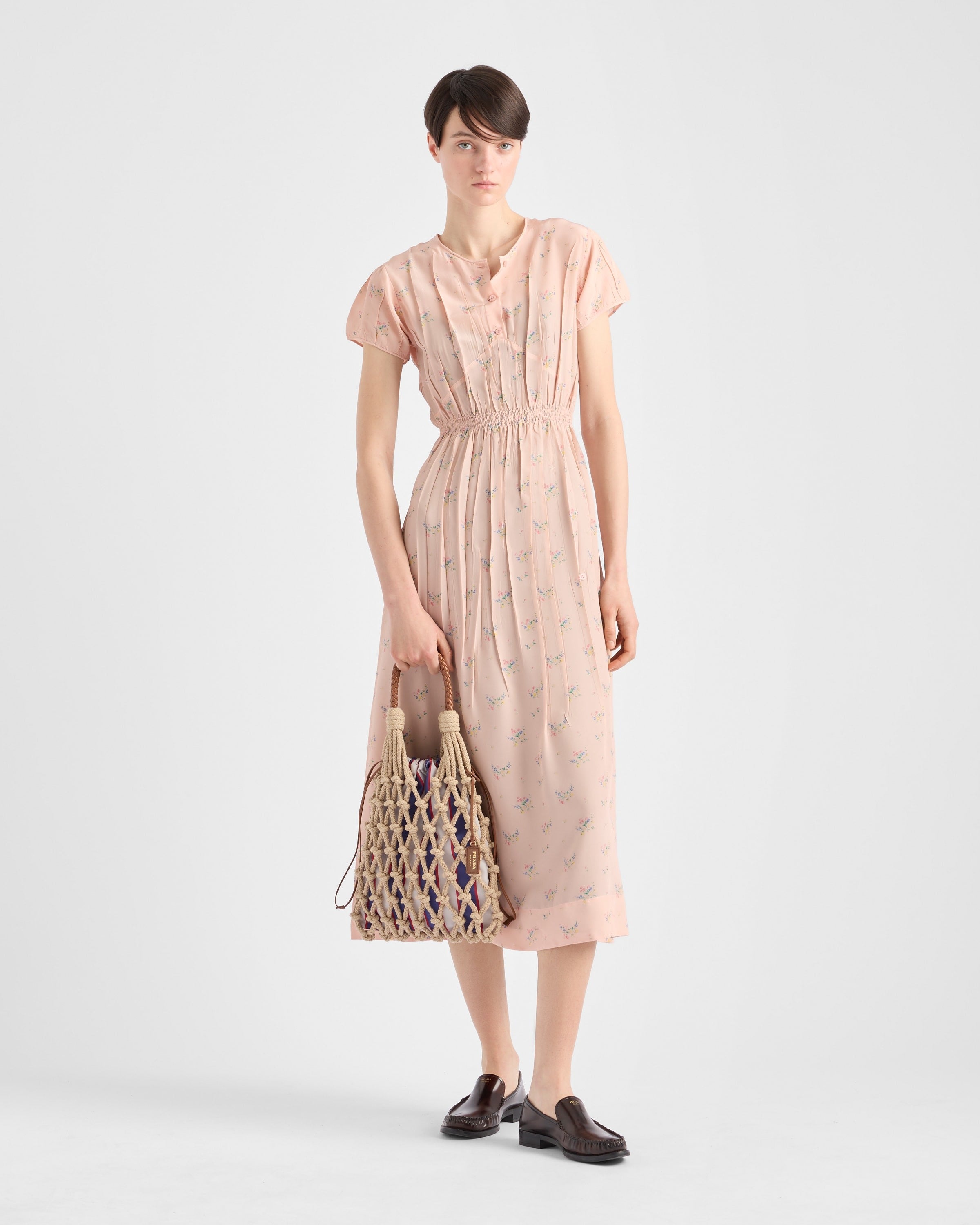 Prada Noué medium cotton macramé bag Cord/Royal Blue