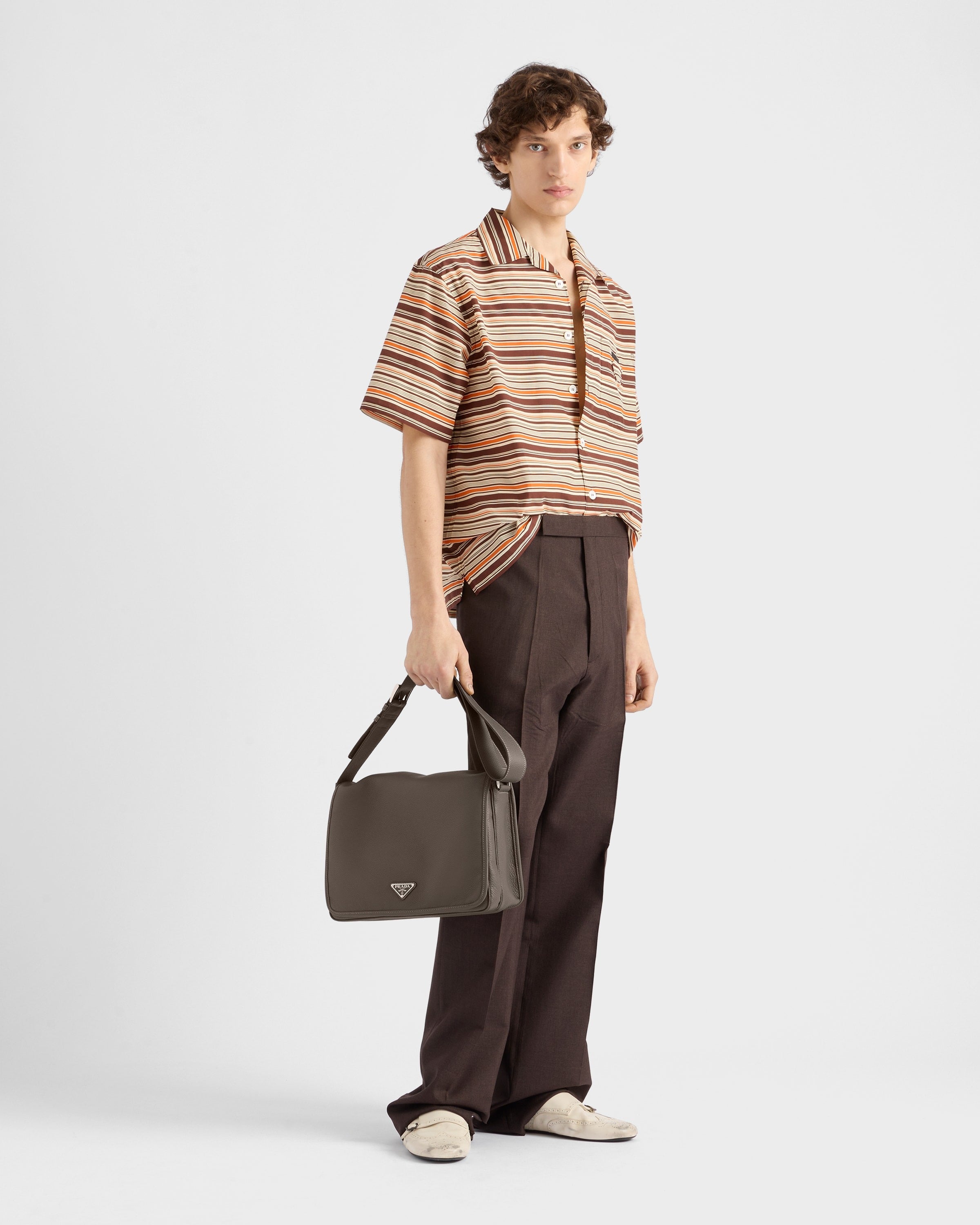 Leather shoulder bag Bamboo Gray
