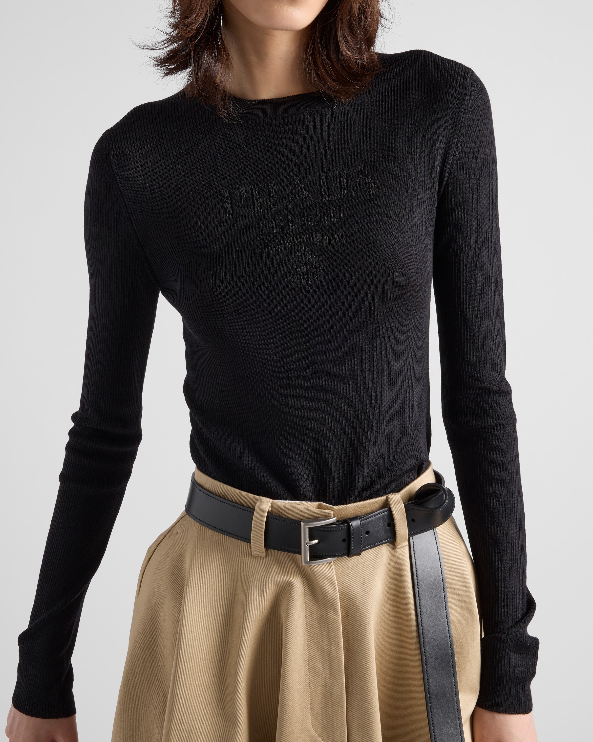 Superfine wool crew-neck sweater Black
