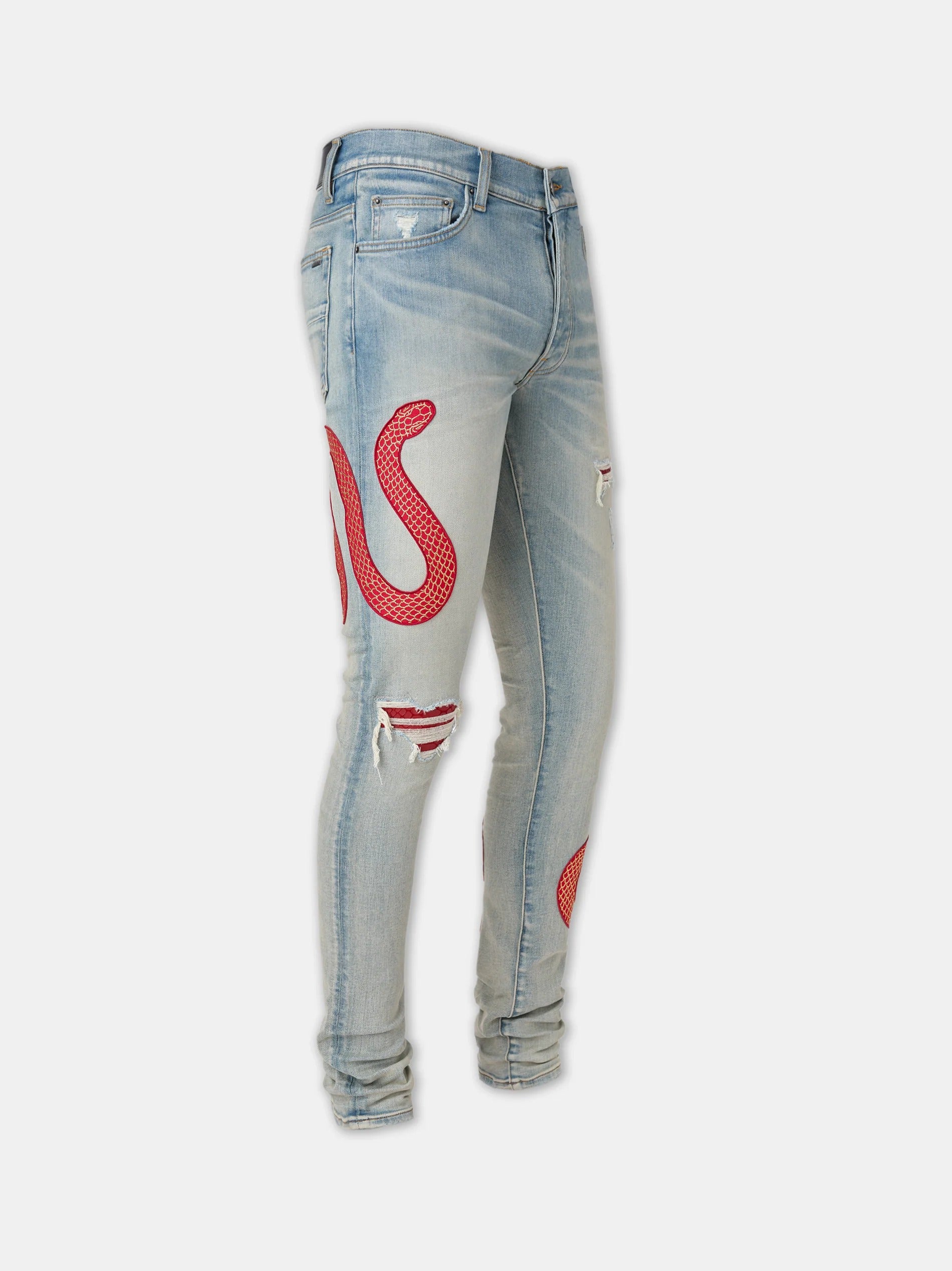 AMIRI SNAKE SKINNY JEAN Antique Indigo