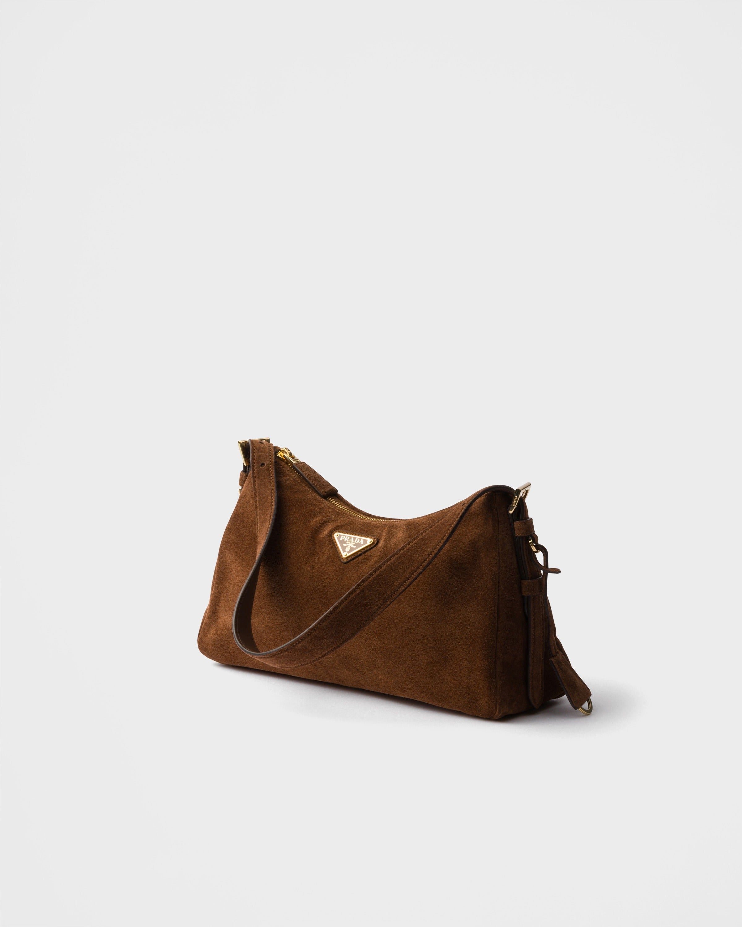 Prada Aimée medium suede shoulder bag Cocoa Brown