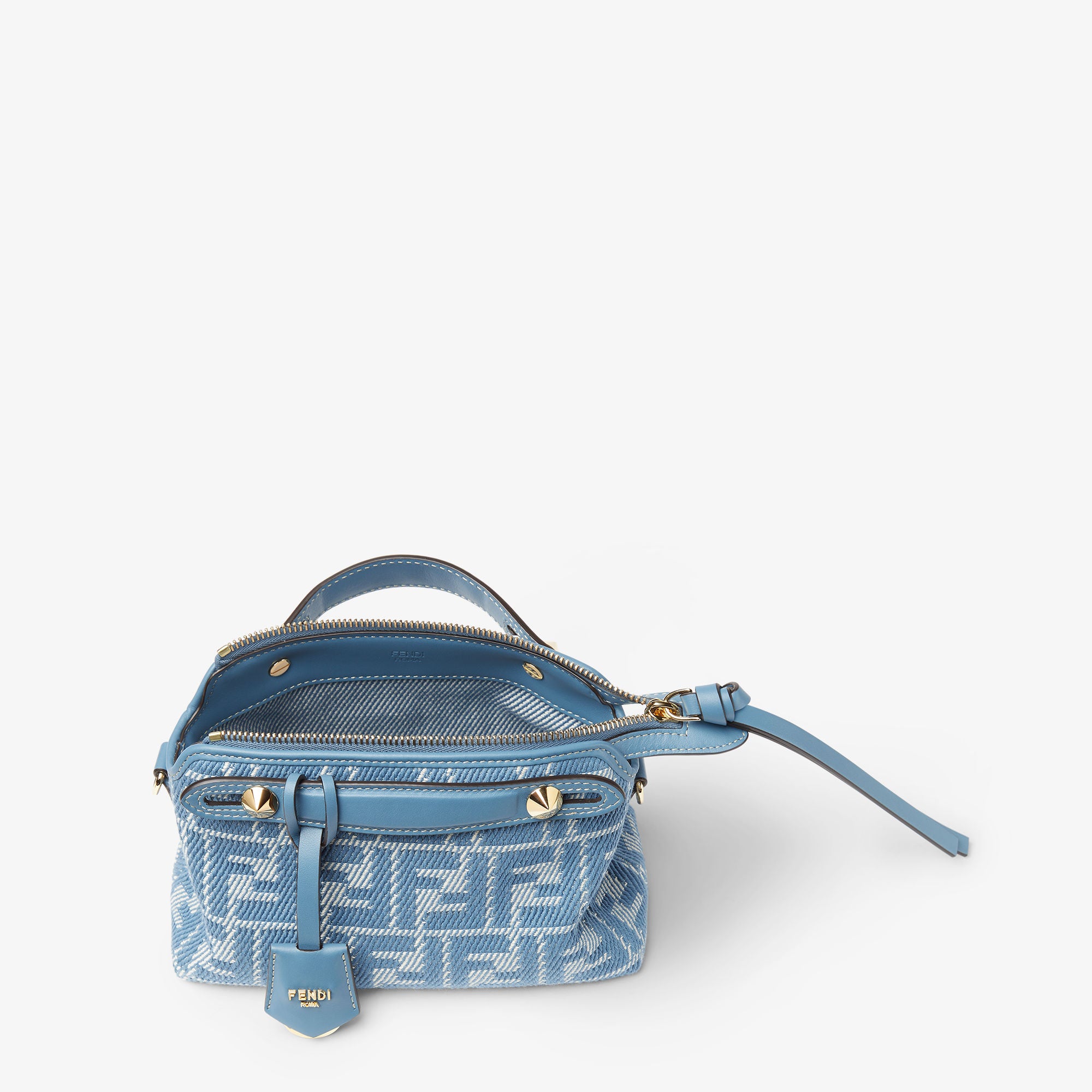 By The Way Soft Mini Blue denim-effect FF jacquard mini-bag