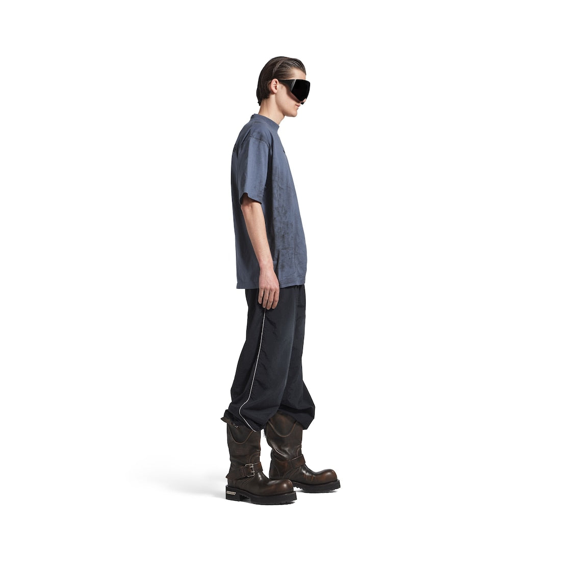 Men's Balenciaga Back T-shirt Medium Fit in Faded Dark Blue/Black