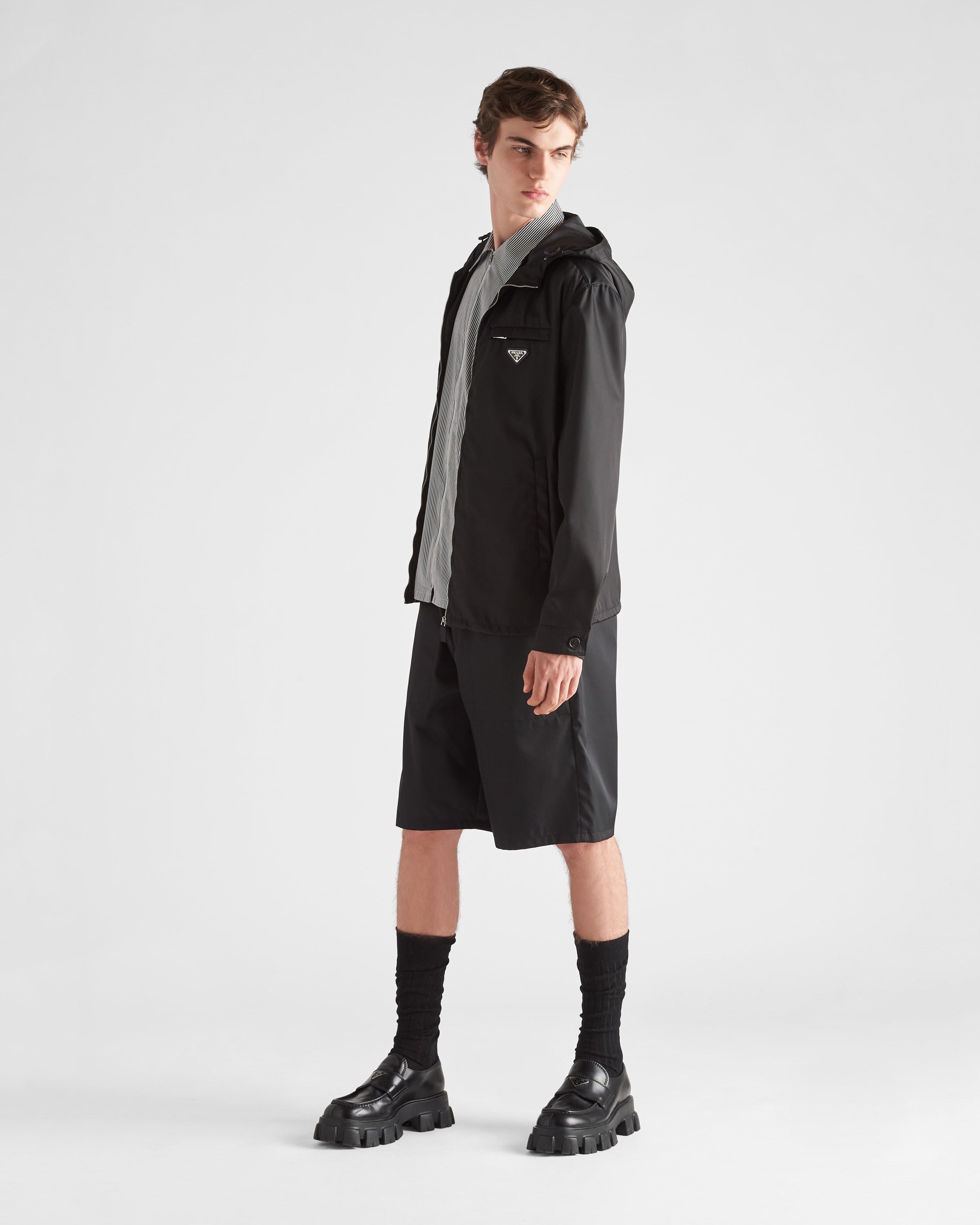 Re-Nylon hooded blouson jacket Black