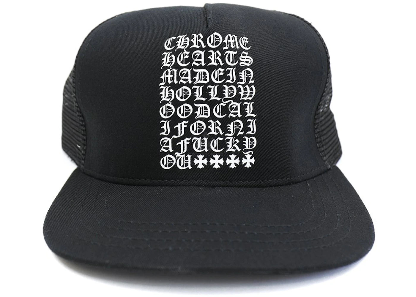 Chrome Hearts Eye Chart Made in Hollywood Trucker Hat Black