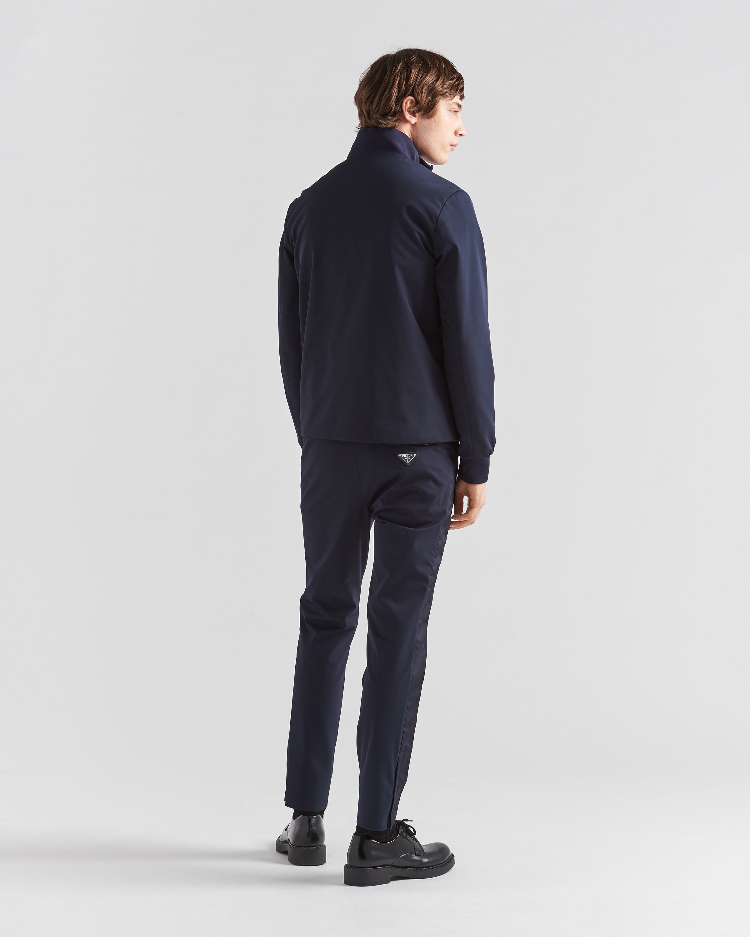 Stretch technical fabric zipper sweatshirt Navy