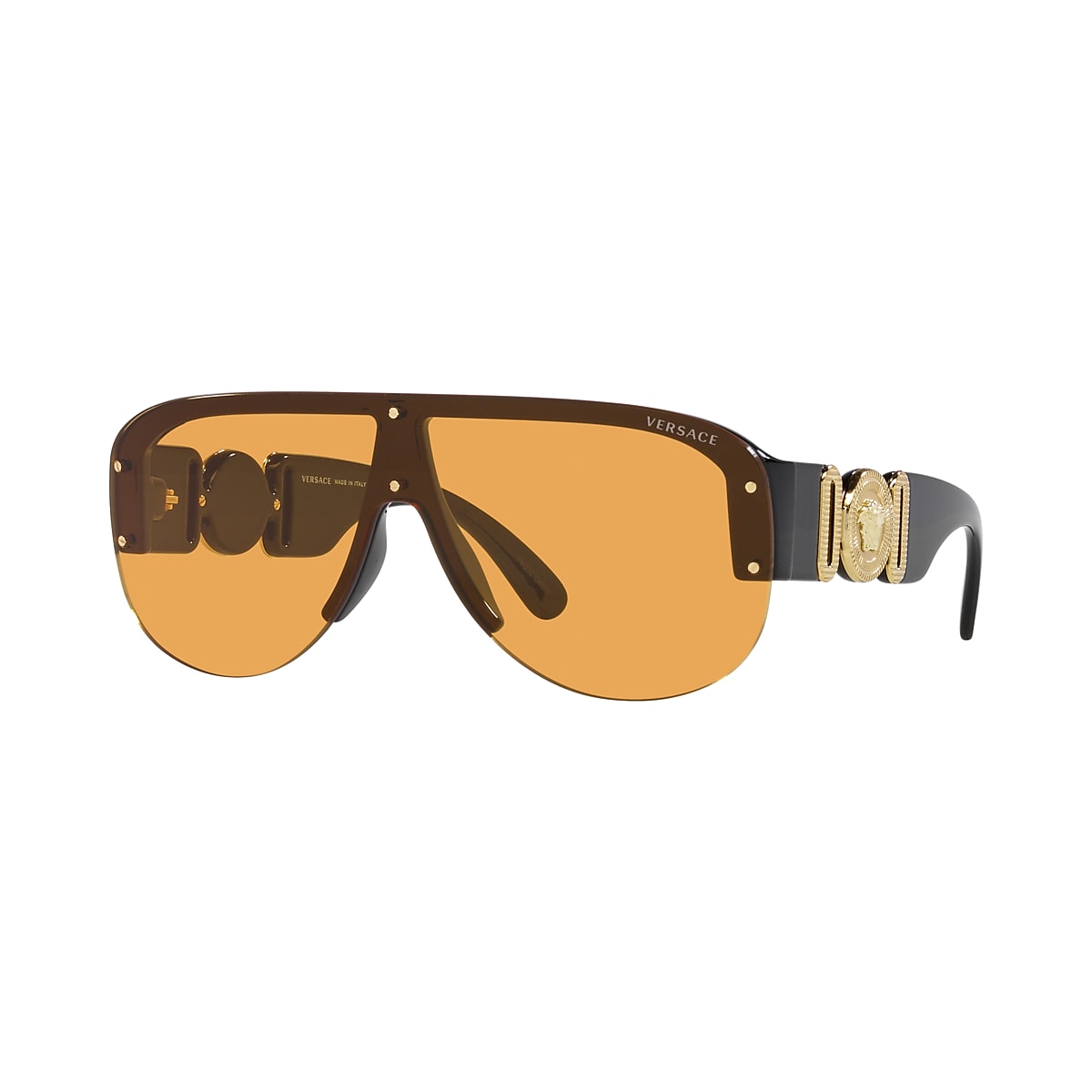 VERSACE VE4391 Black - Men Luxury Sunglasses, Orange Lens