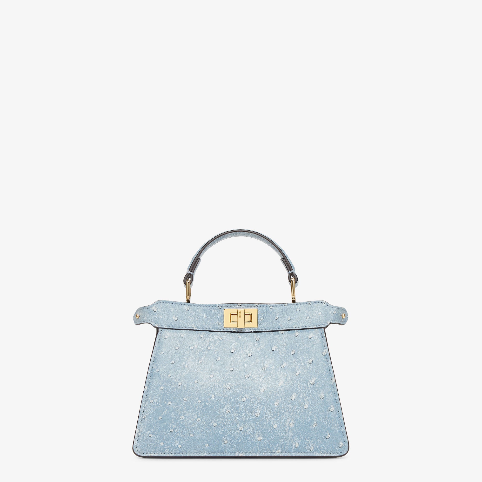 Peekaboo ISeeU Petite Denim-effect blue ostrich leather bag