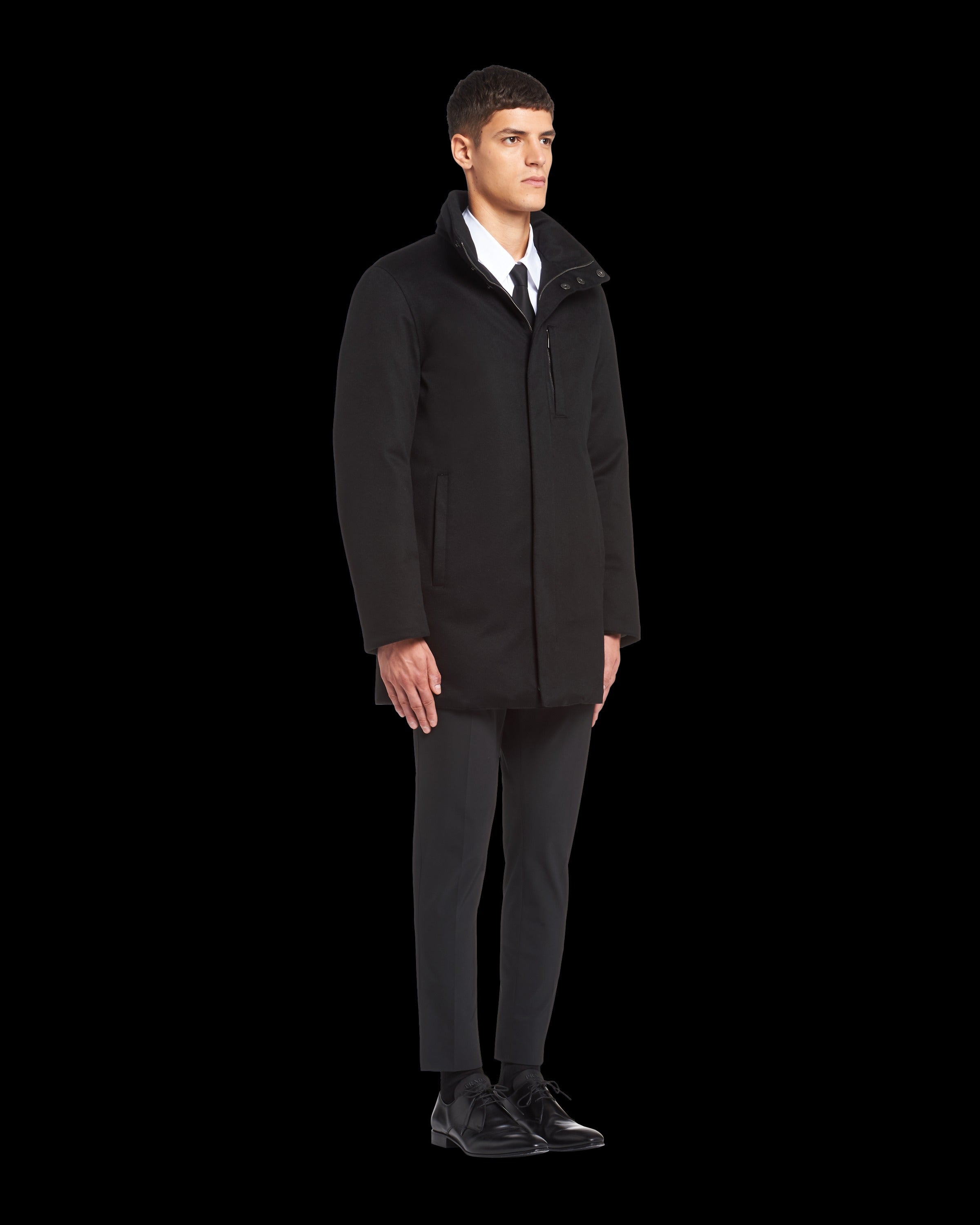 Long cashmere puffer jacket Black