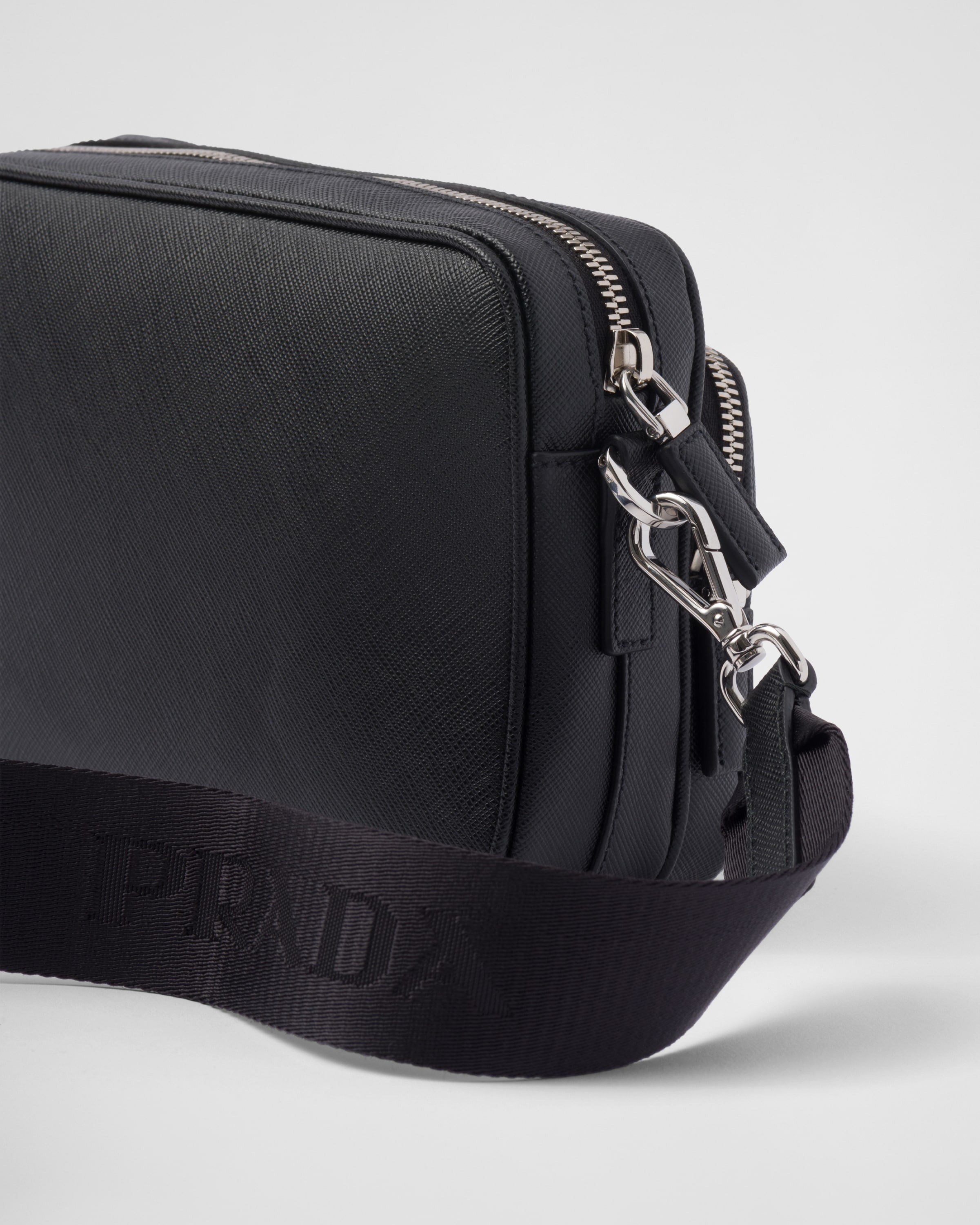 Saffiano leather shoulder bag Black