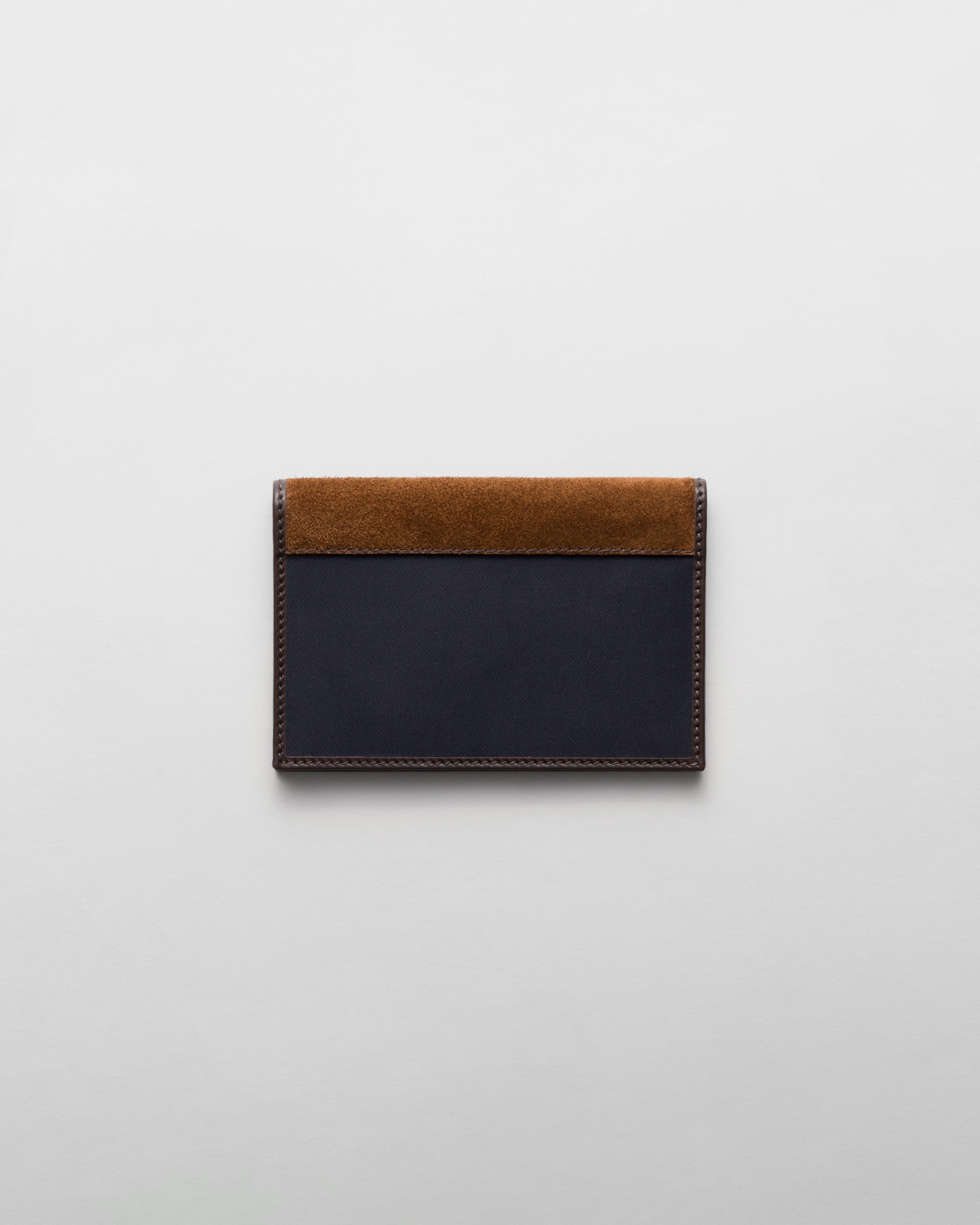 Re-Nylon and leather passport holder Blue/Coffee